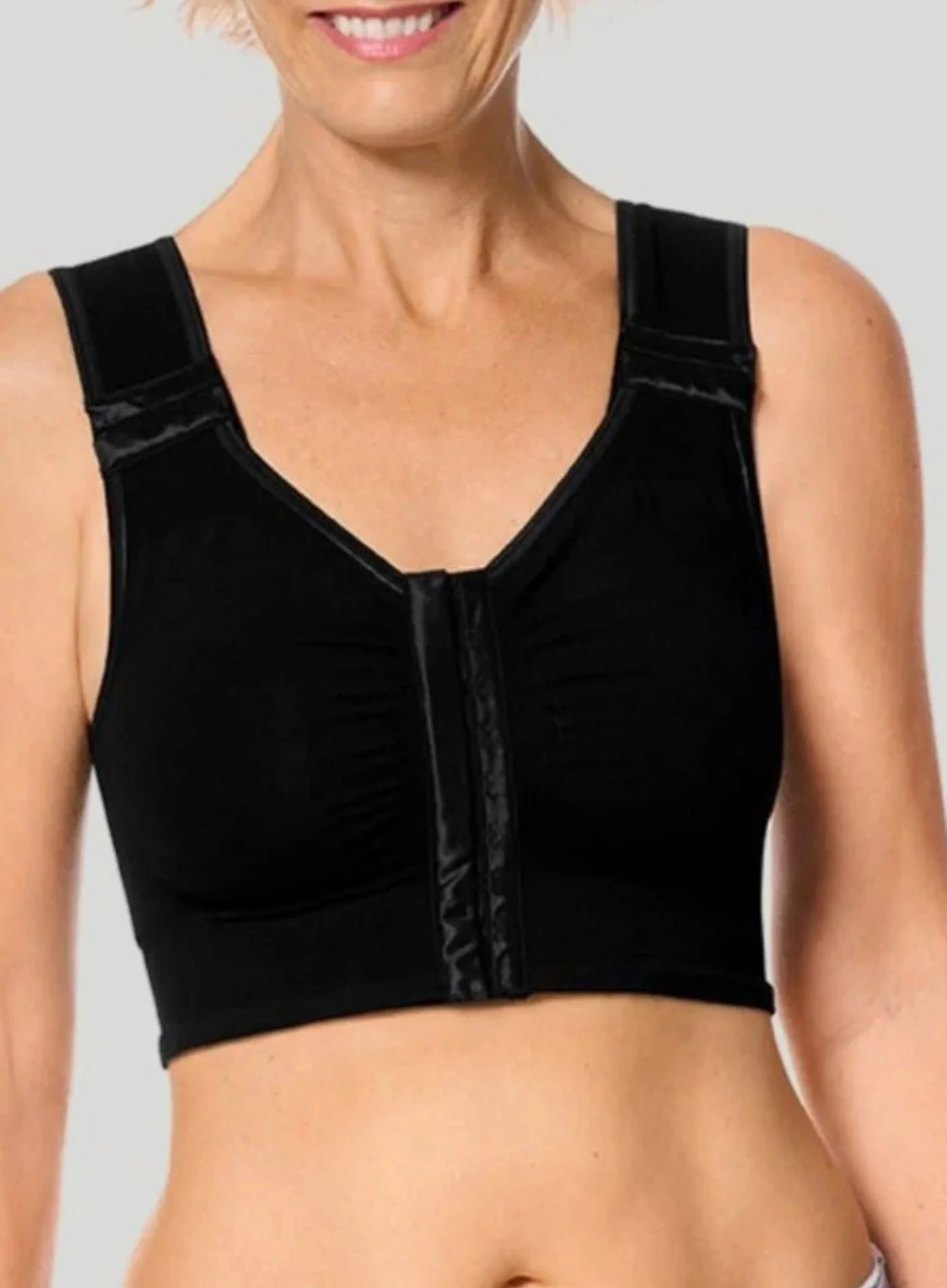 Amoena: Lymph Flow Long Front Closure Soft Compression Bra Black - Image 5