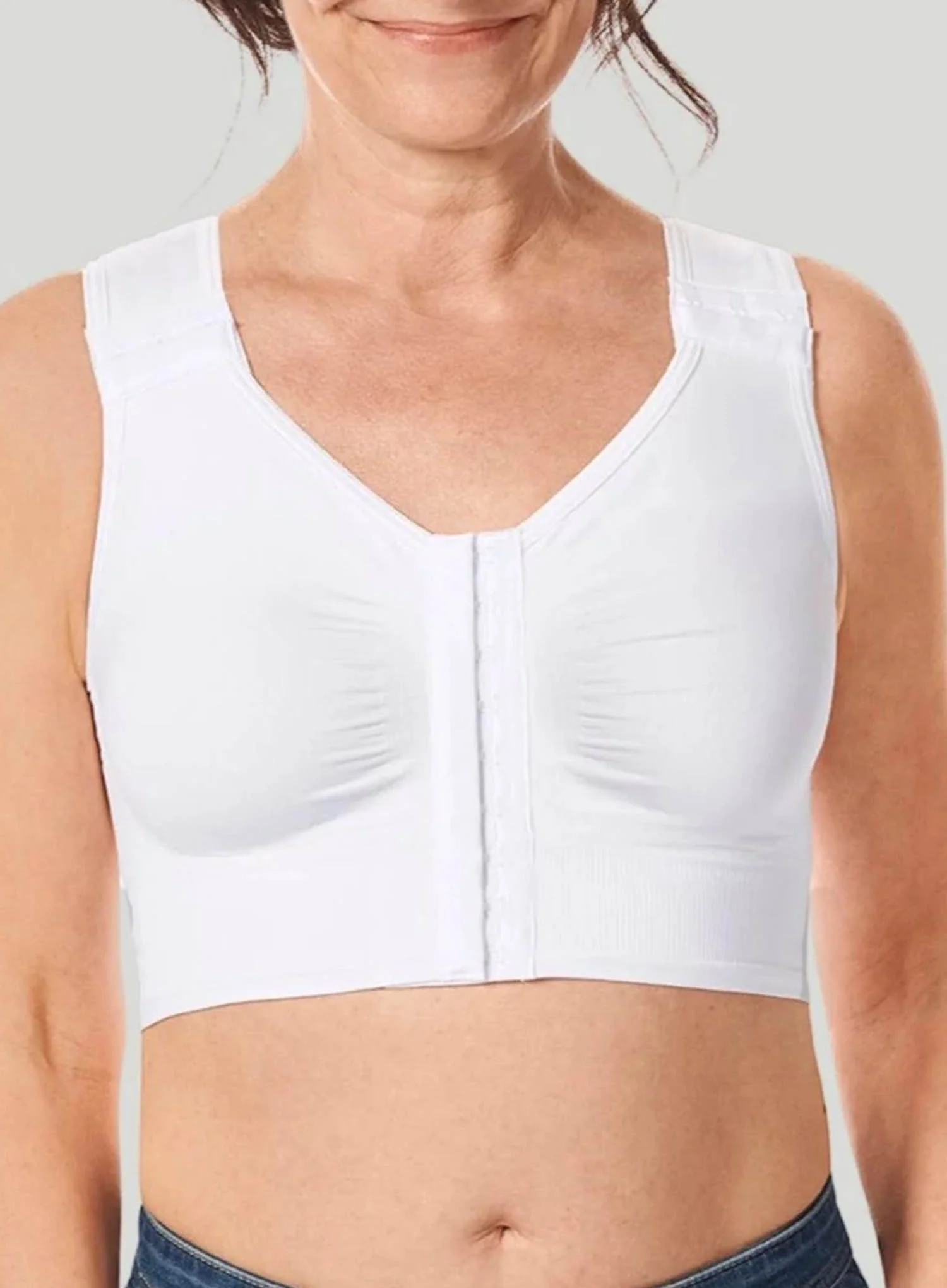 Amoena: Lymph Flow Long Front Closure Soft Compression Bra White - Image 5