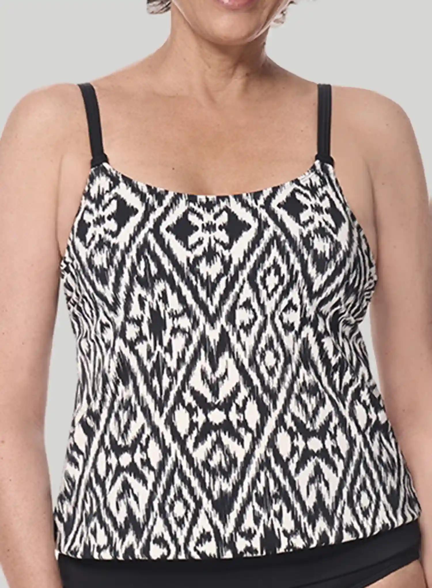 Amoena: Salta Blouson Mastectomy Tankini Black White - Image 4