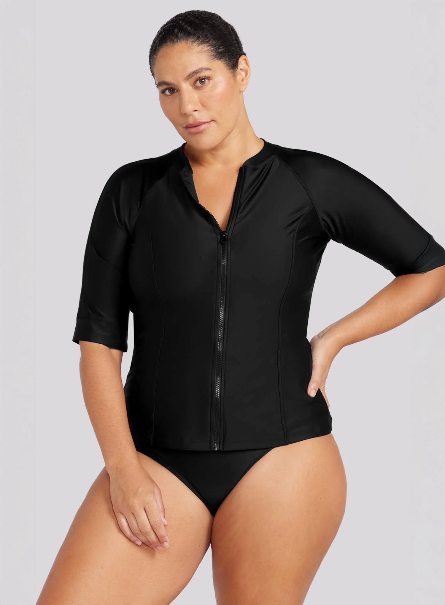Artesands: Hues Sunsafe Short Sleeve Sun Suit Black - Image 2