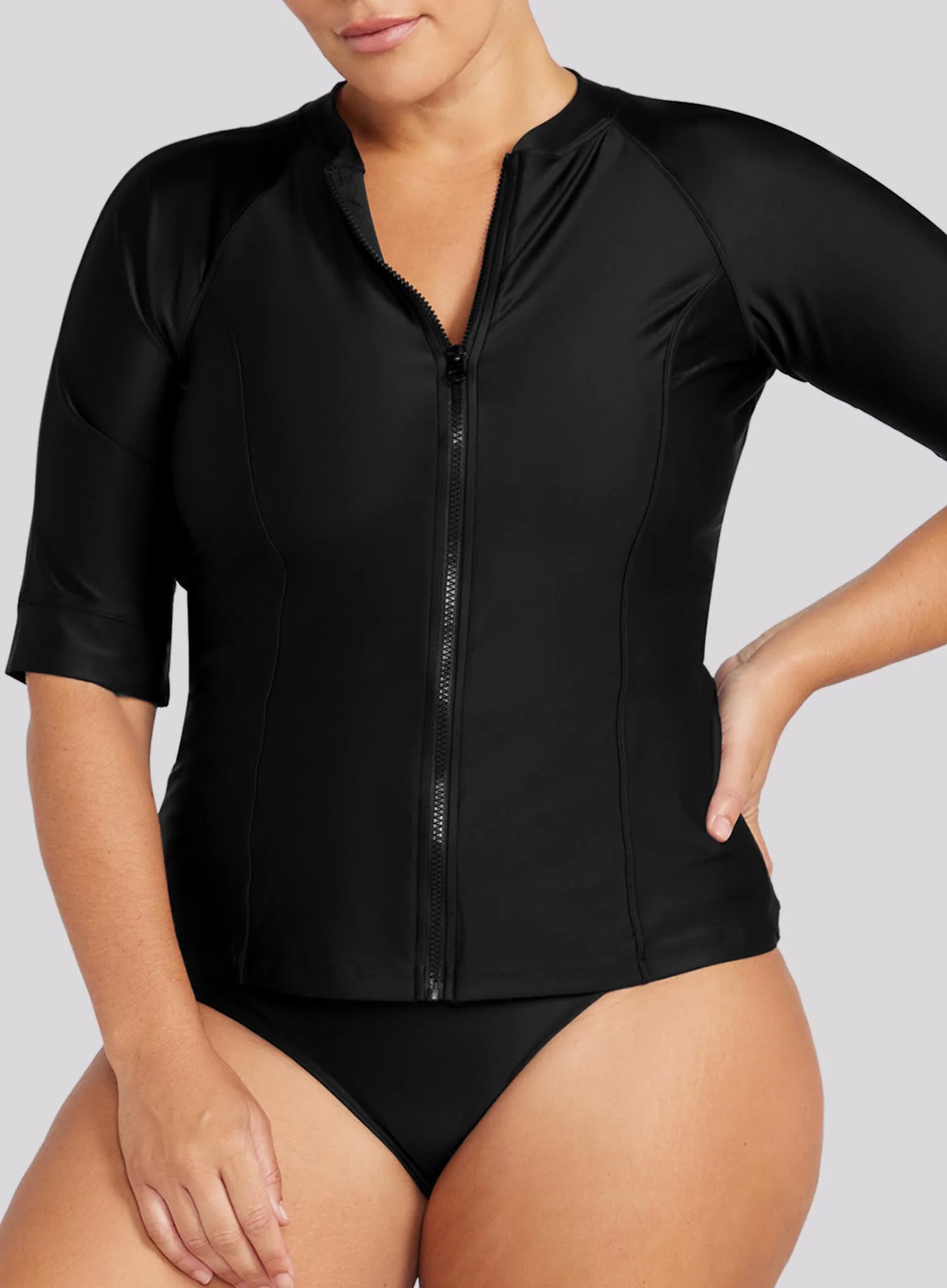 Artesands: Hues Sunsafe Short Sleeve Sun Suit Black - Image 5