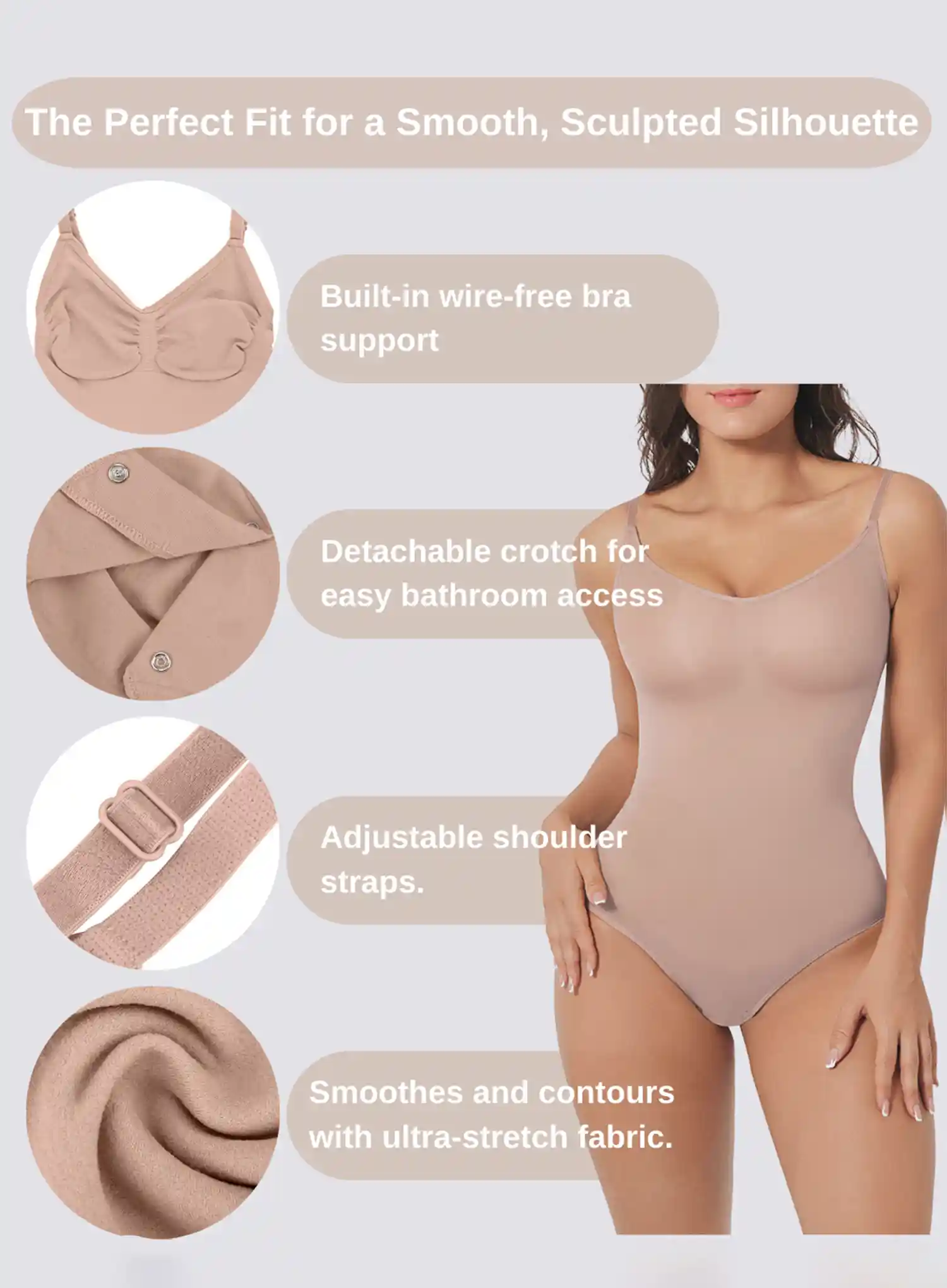 Bzez: Smoothing Sculpt Bodysuit Thong Bare - Image 3