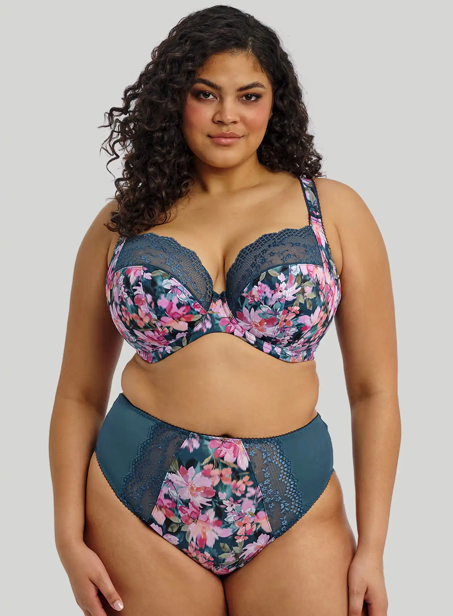 Elomi: Lucie Stretch Plunge Bra Teal Floral - Image 2