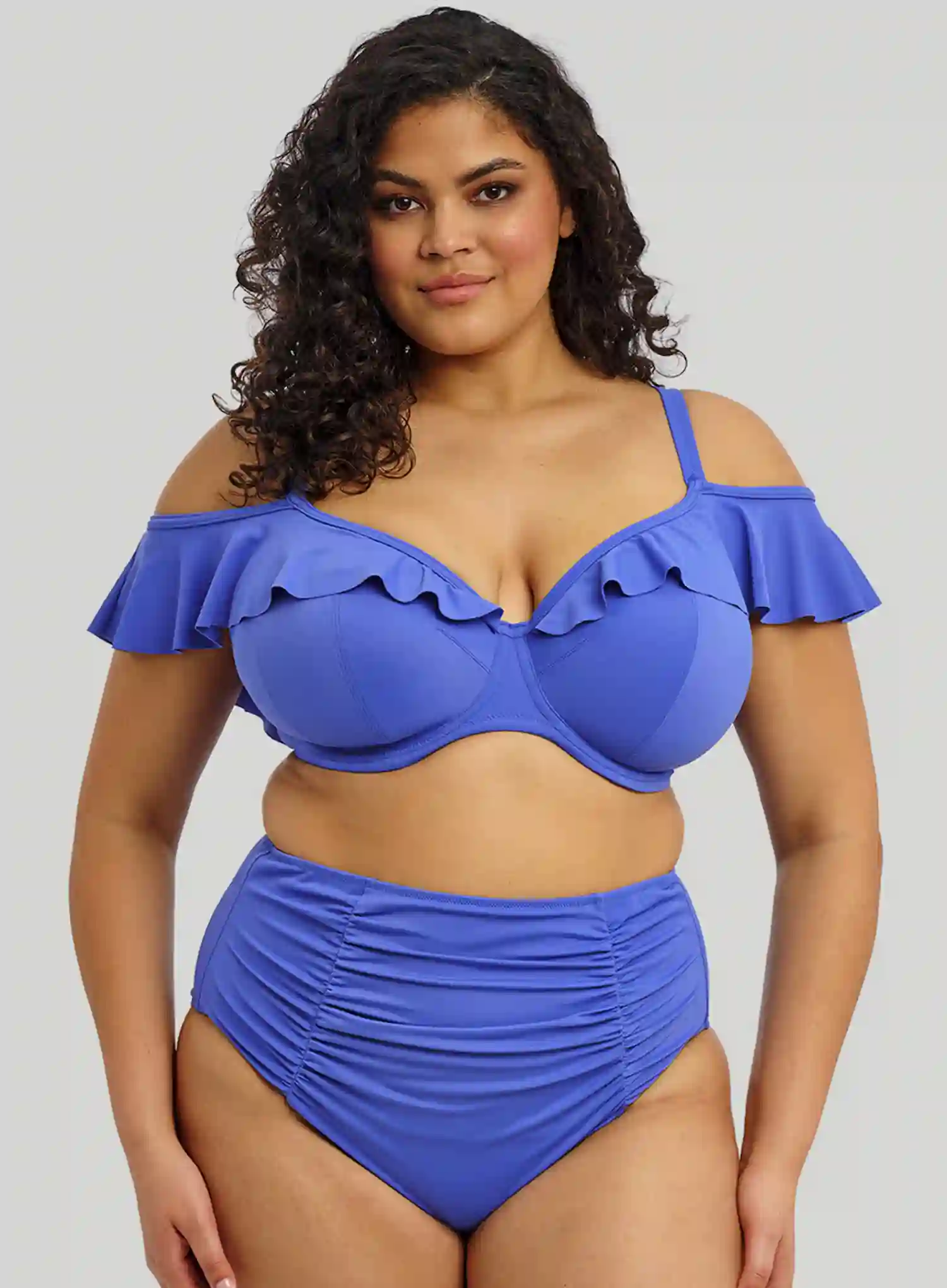 Elomi: Plain Sailing Underwired Plunge Frill Bikini Top Azure