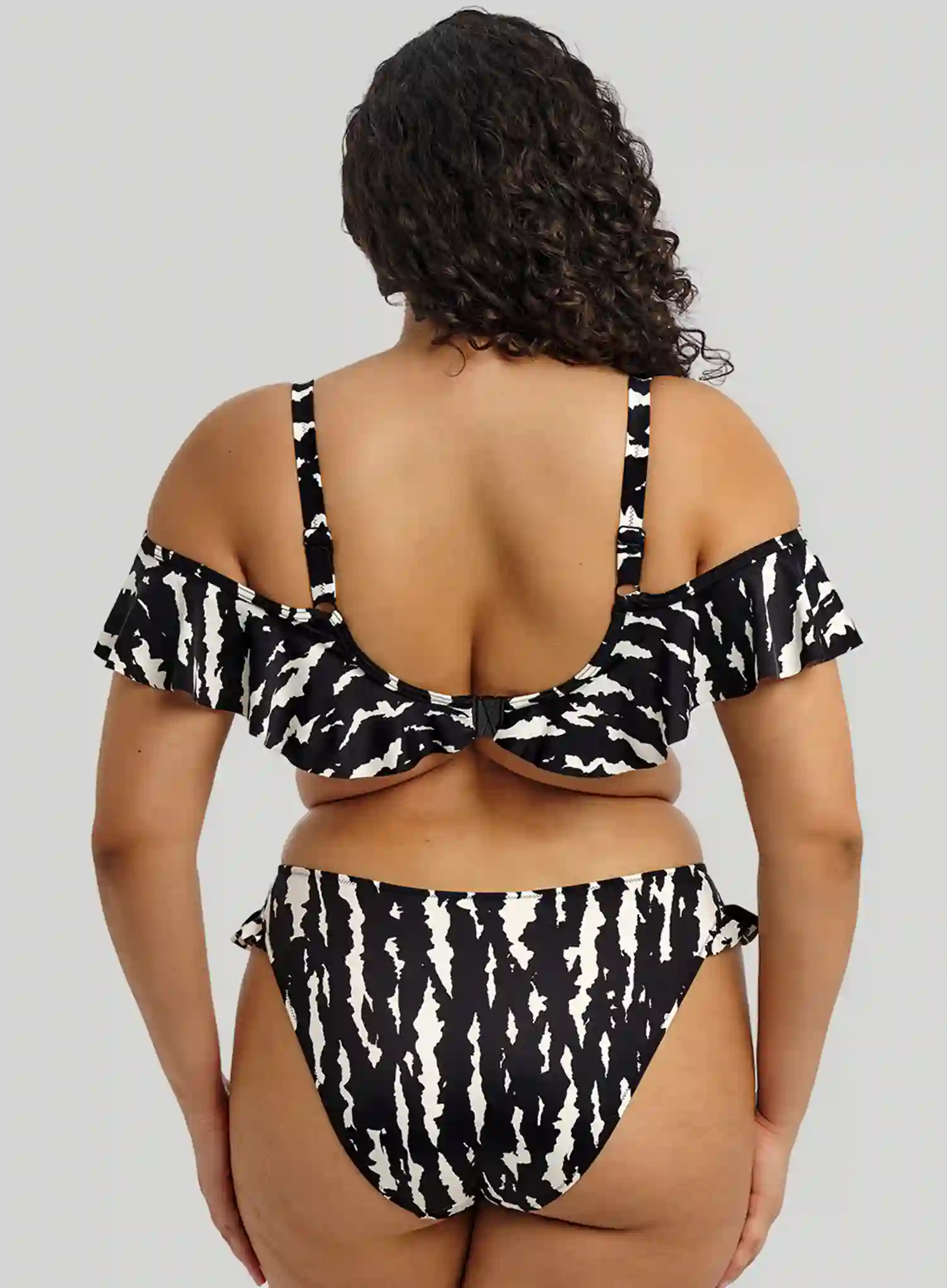 Elomi Swim: Echo Shell Underwired Plunge Frill Bikini Top Black - Image 2