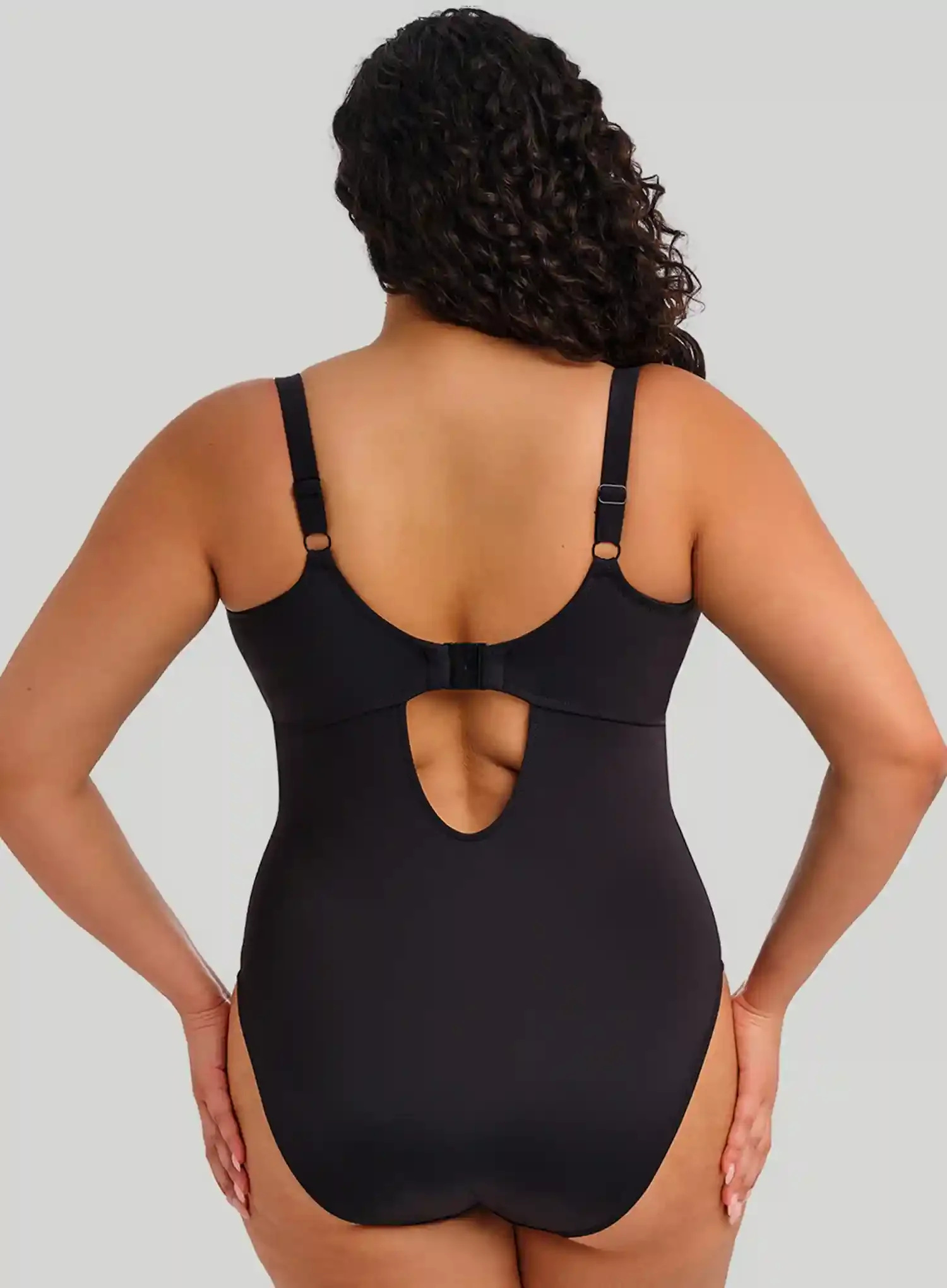 Elomi Swim: Plain Sailing Non Wired Plunge Swimsuit Black - Image 2