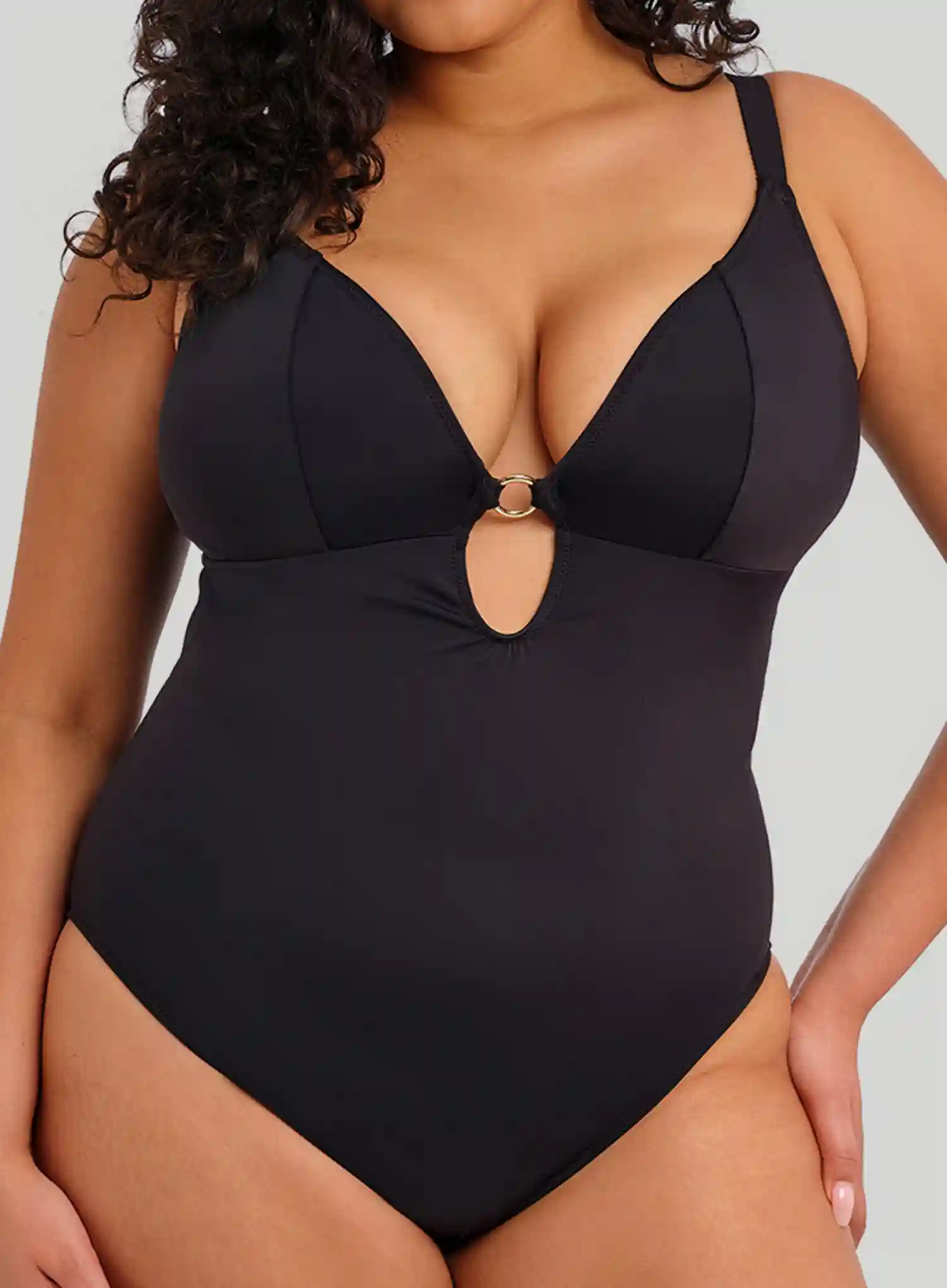 Elomi Swim: Plain Sailing Non Wired Plunge Swimsuit Black - Image 5