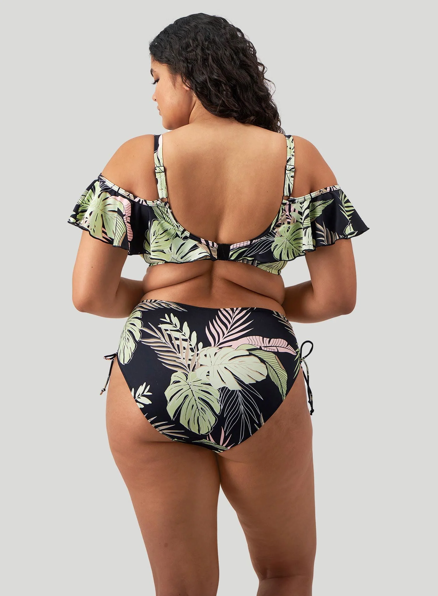 Elomi Swim: Tropical Retreat Underwired Ruffle Bikini Top Black - Image 3