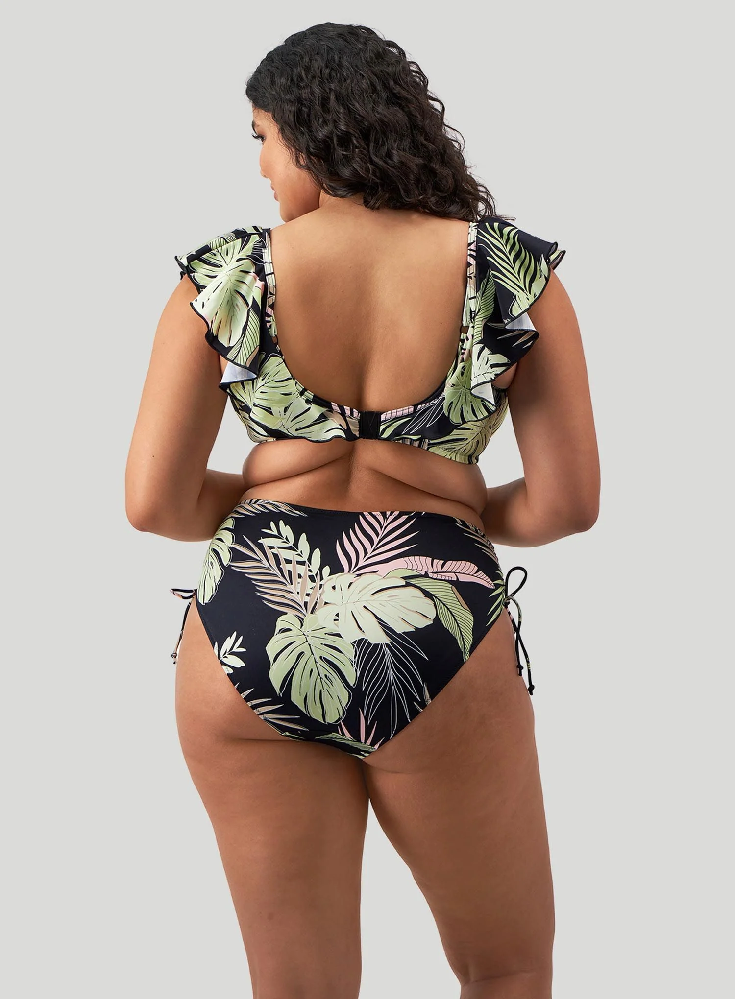 Elomi Swim: Tropical Retreat Underwired Ruffle Bikini Top Black - Image 4