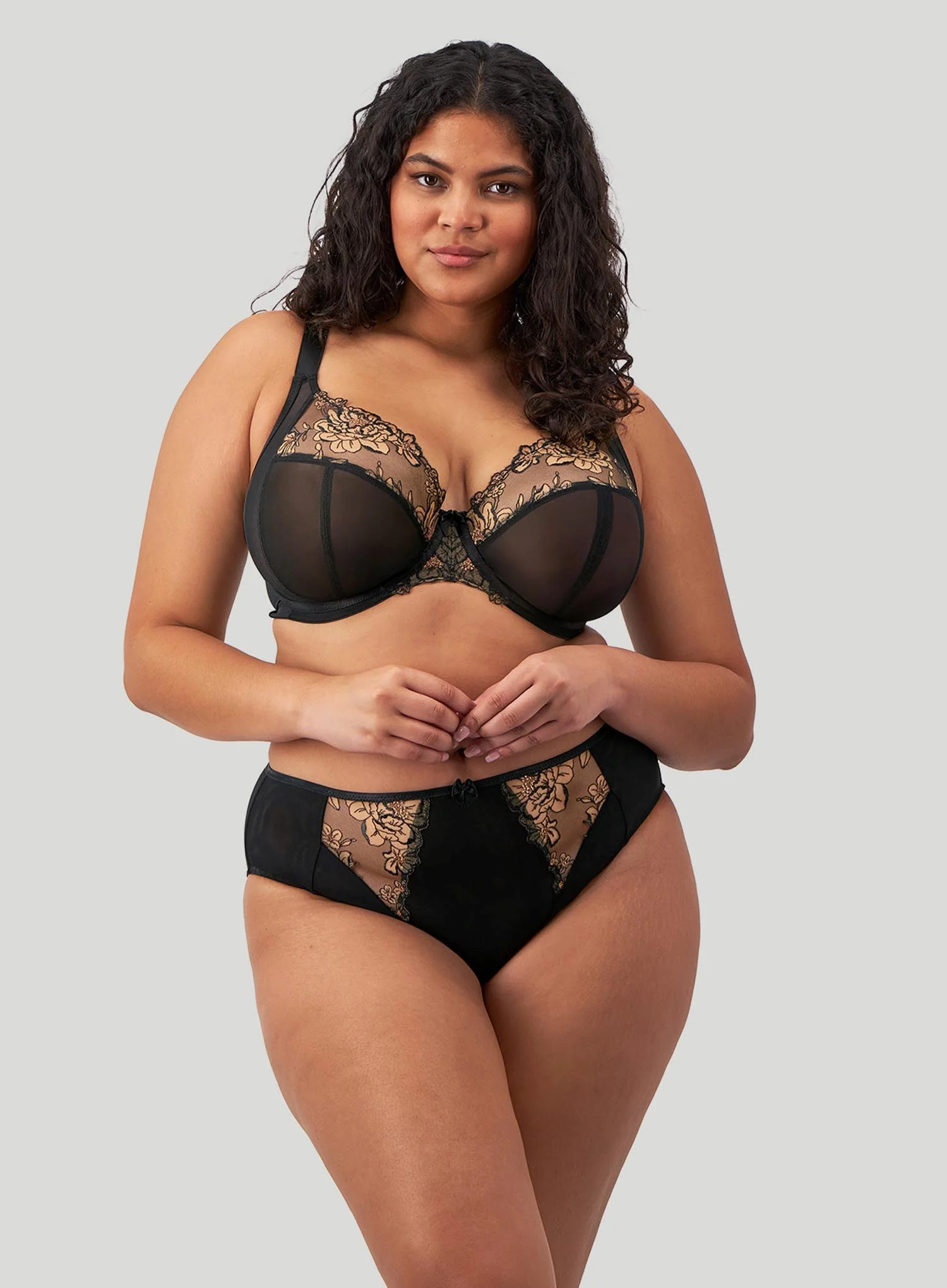 Elomi: Teagan High Leg Brief Black Almond