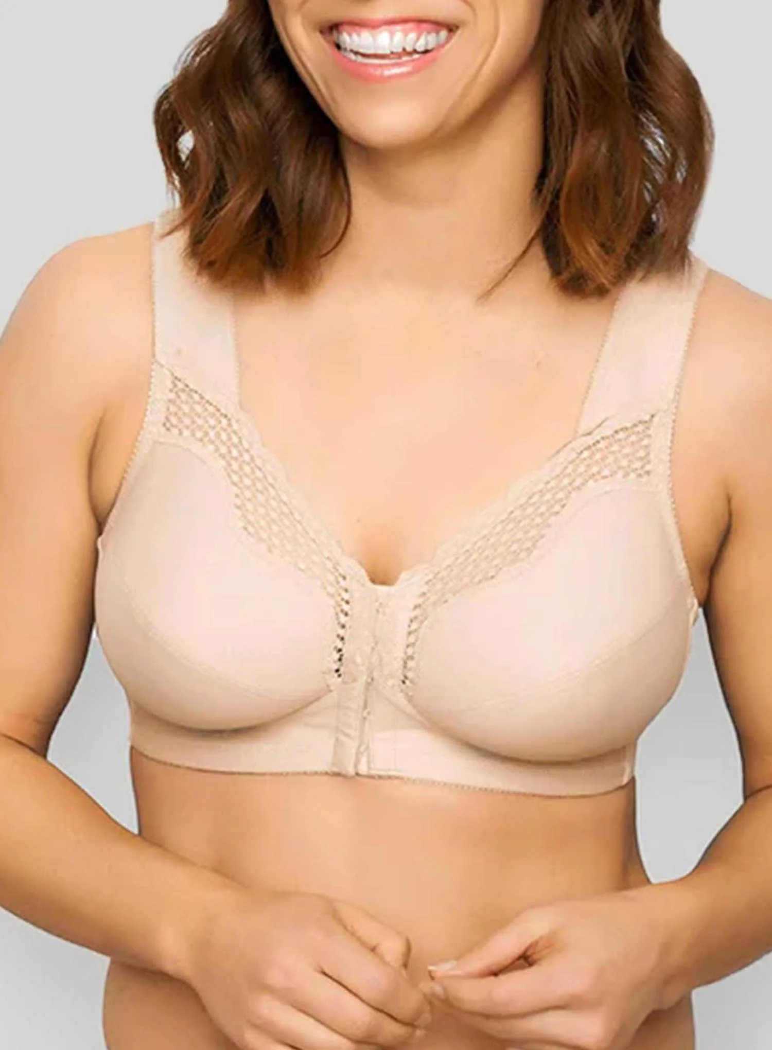 Exquisite Form: Front Opening Cotton Posture Bra Nude - Image 3
