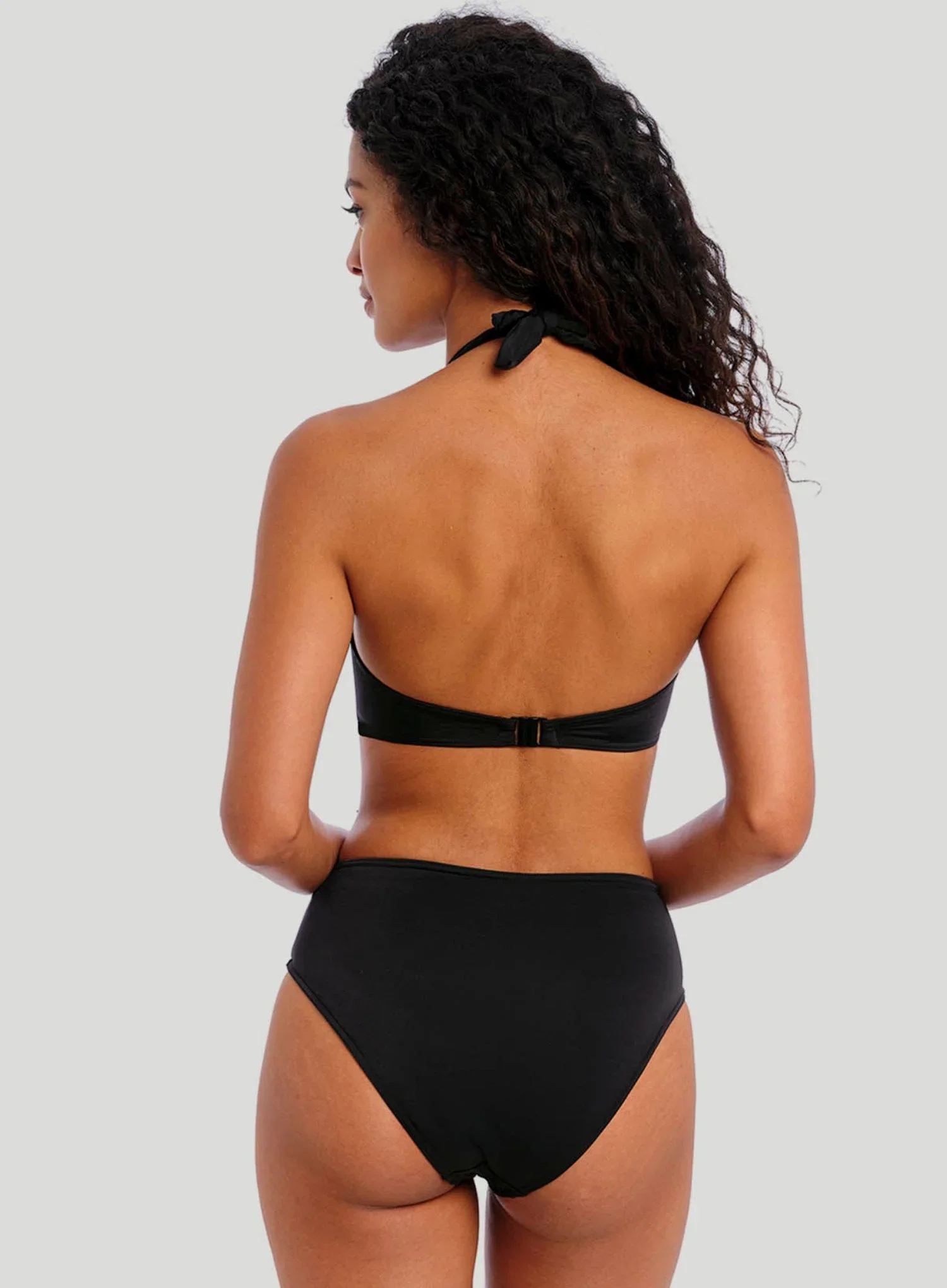 Freya Swimwear: Jewel Cove Underwired Halter Bikini Top Plain Black - Image 3
