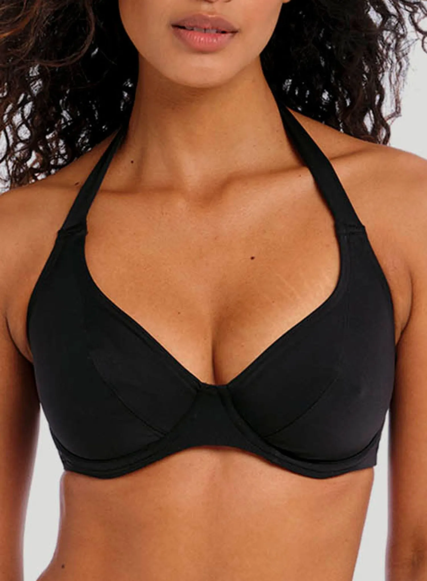Freya Swimwear: Jewel Cove Underwired Halter Bikini Top Plain Black - Image 4