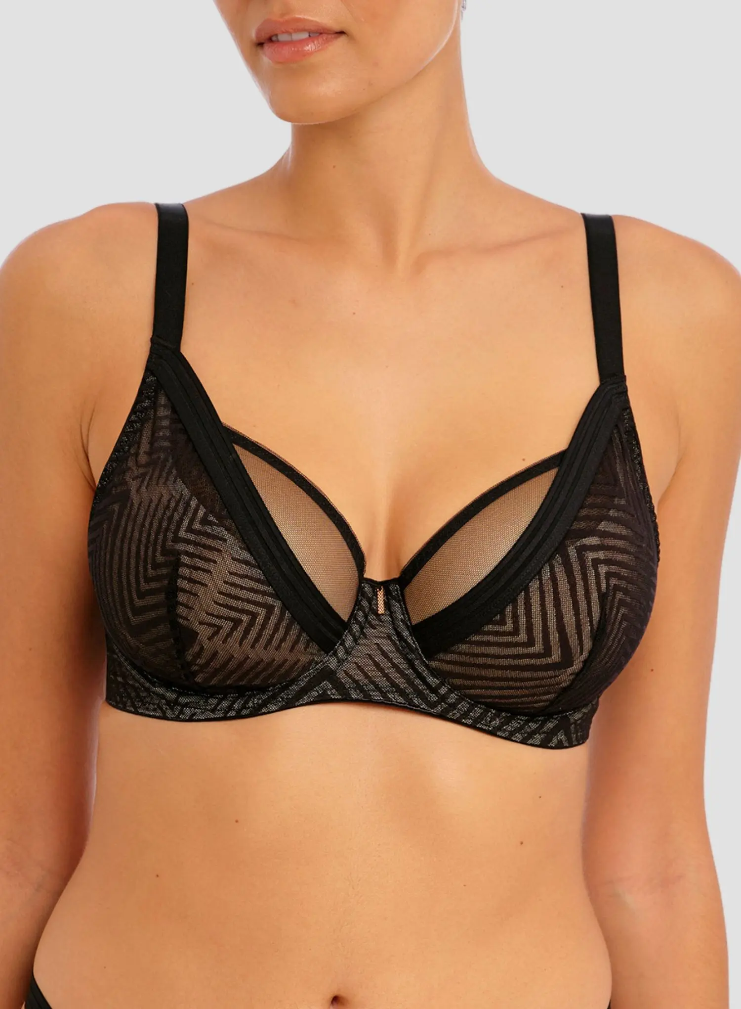 Freya: Tailored High Apex Underwired Plunge Bra Black - Image 4