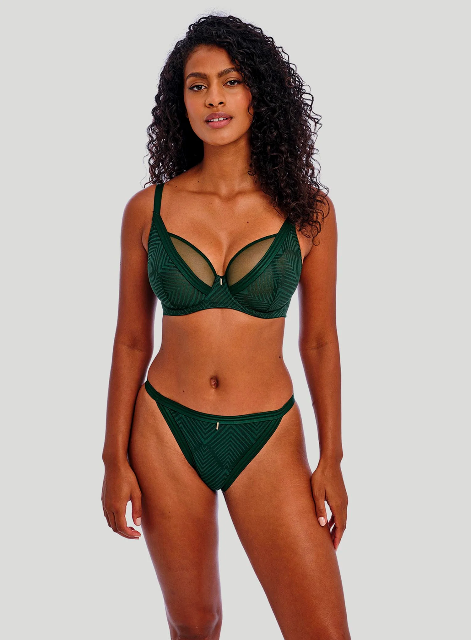 Freya: Tailored High Apex Underwired Plunge Bra Deep Emerald - Image 2