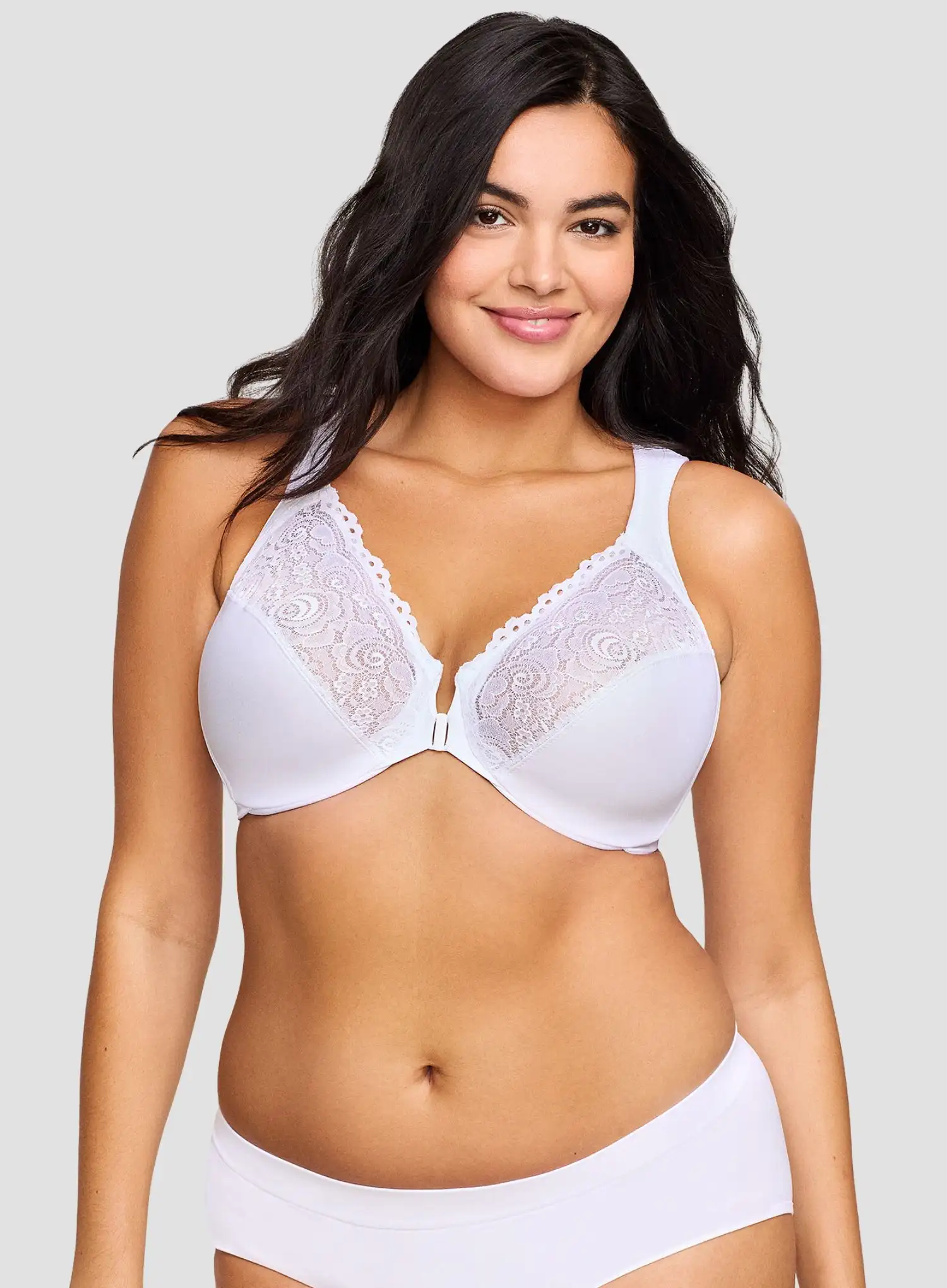 Glamorise: Elegance Front Close Wonderwire Bra White - Image 3