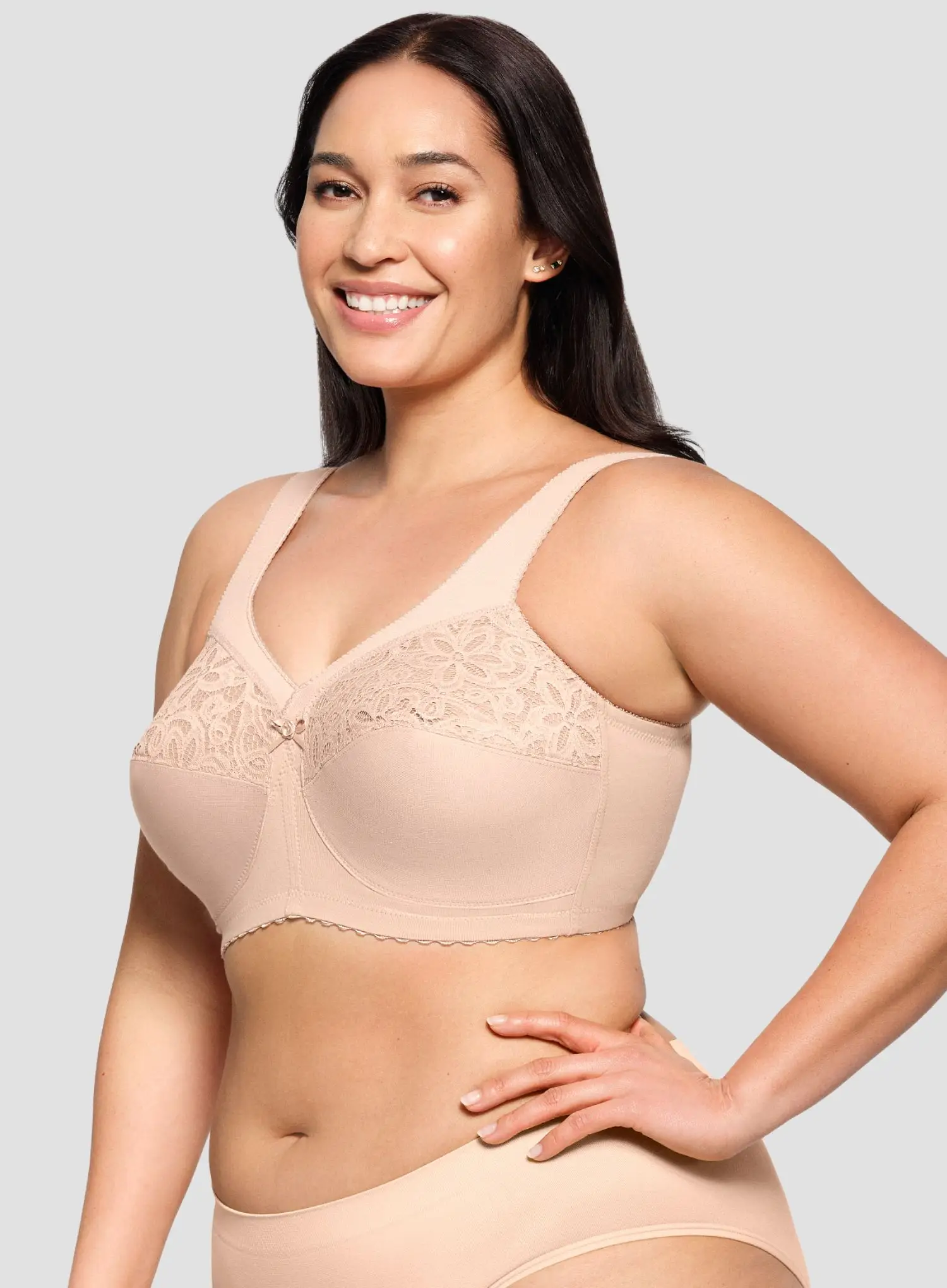 Glamorise: Magic Lift Cotton Full Figure Support Bra Cafe - Image 3