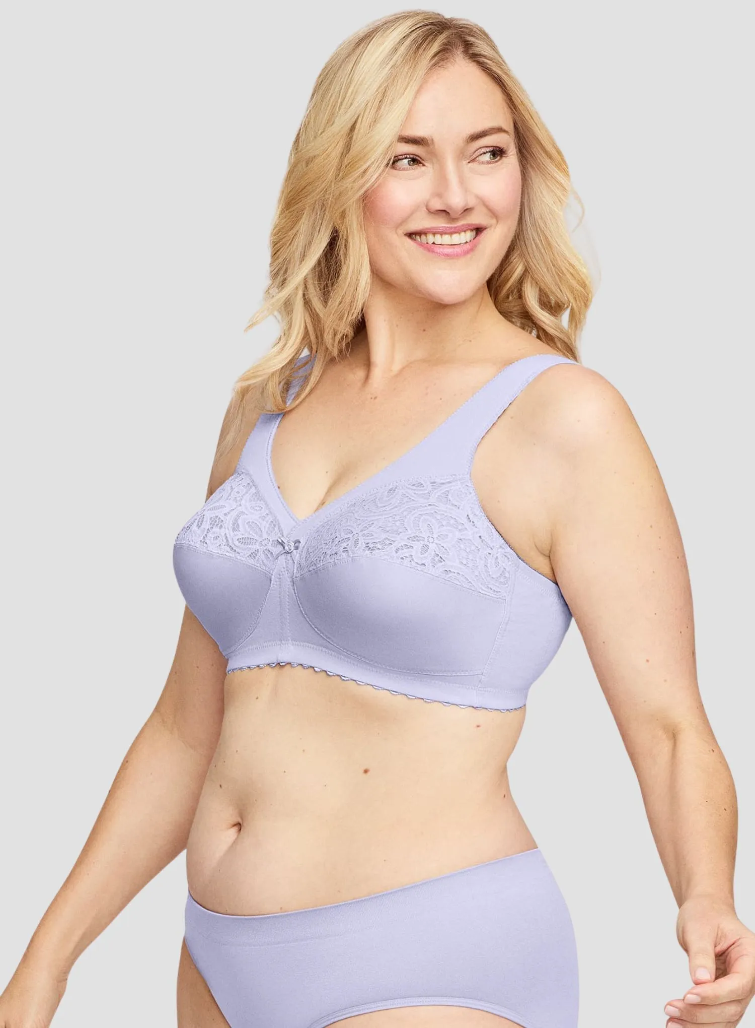 Glamorise: Magic Lift Cotton Full Figure Support Bra Lilac - Image 3