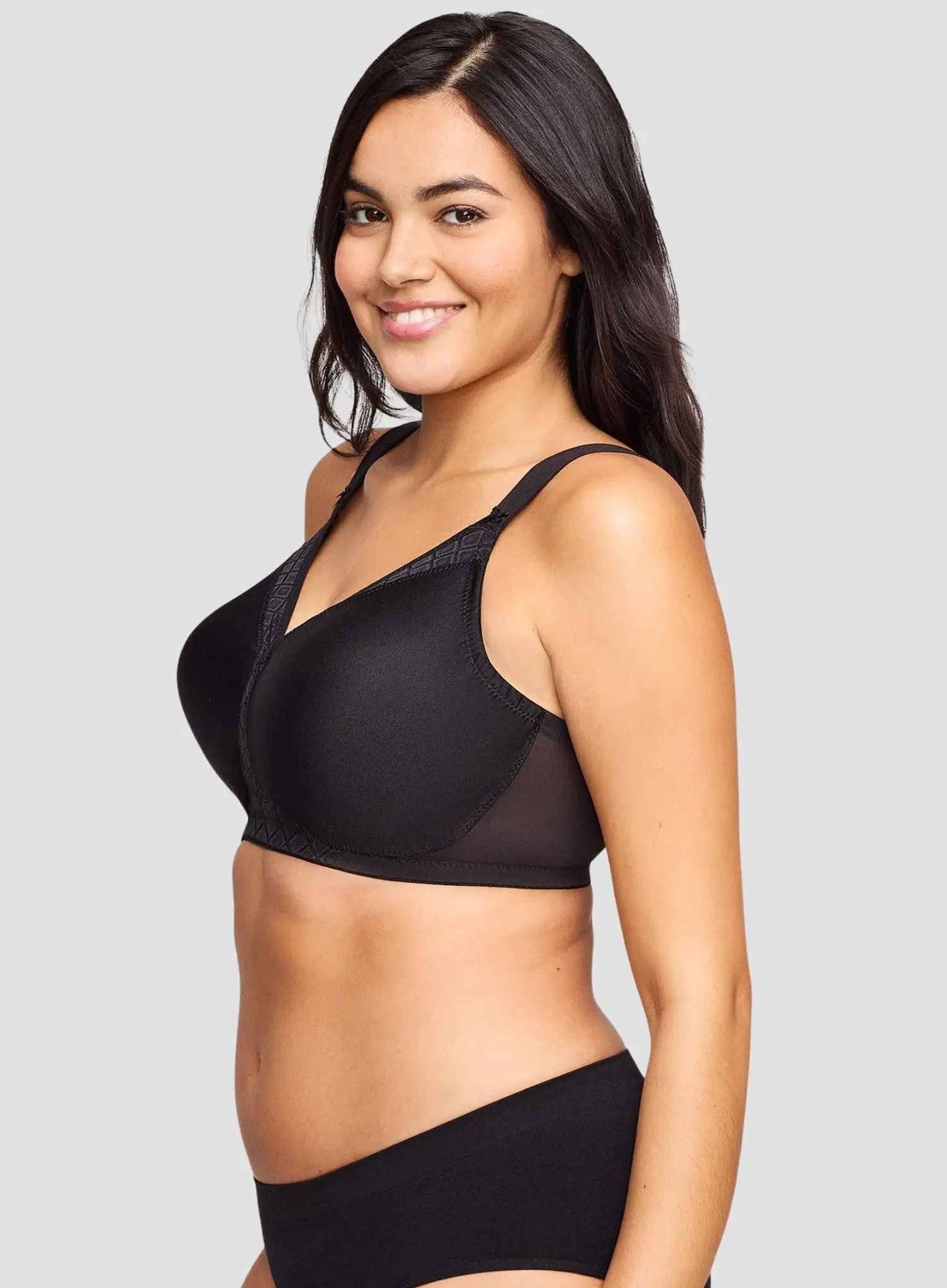 Glamorise: Magic Lift Seamless Support Tshirt Bra Black - Image 3