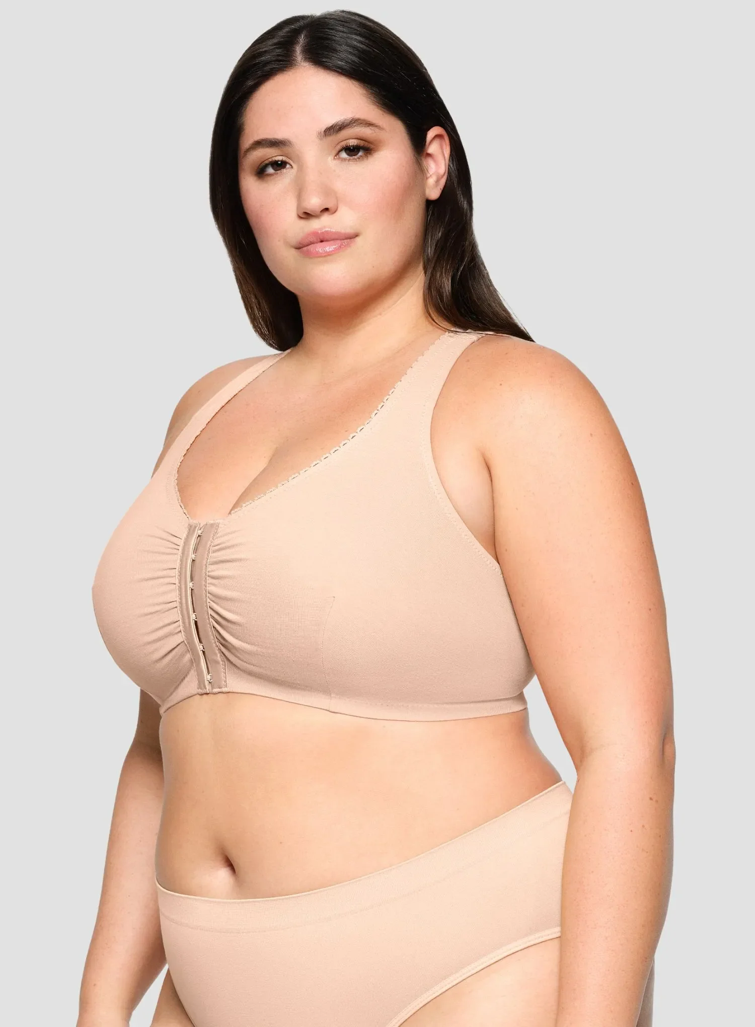 Glamorise: Off Duty Front Close T Back Comfort Sleep Bra Cafe - Image 3