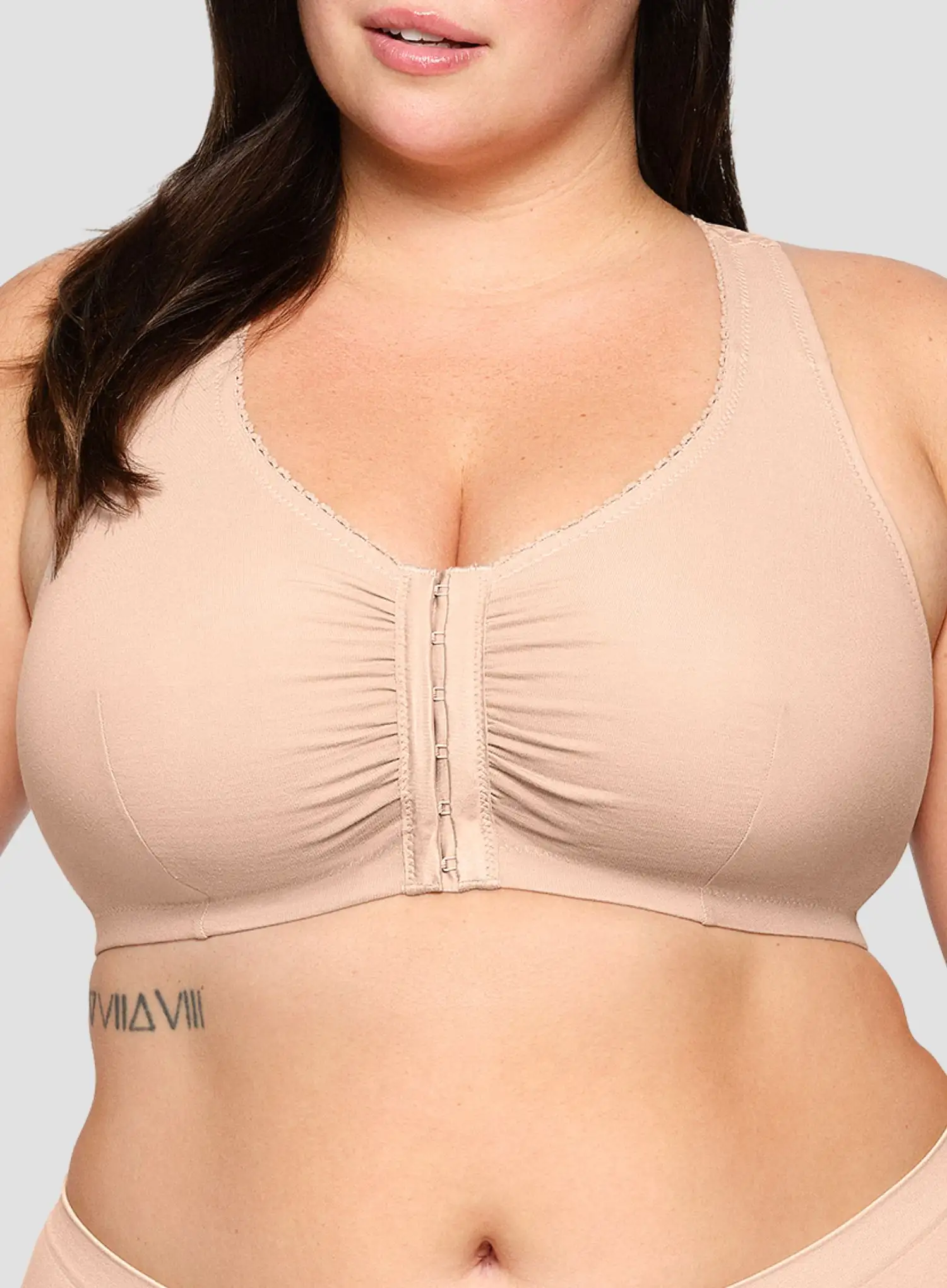 Glamorise: Off Duty Front Close T Back Comfort Sleep Bra Cafe - Image 4