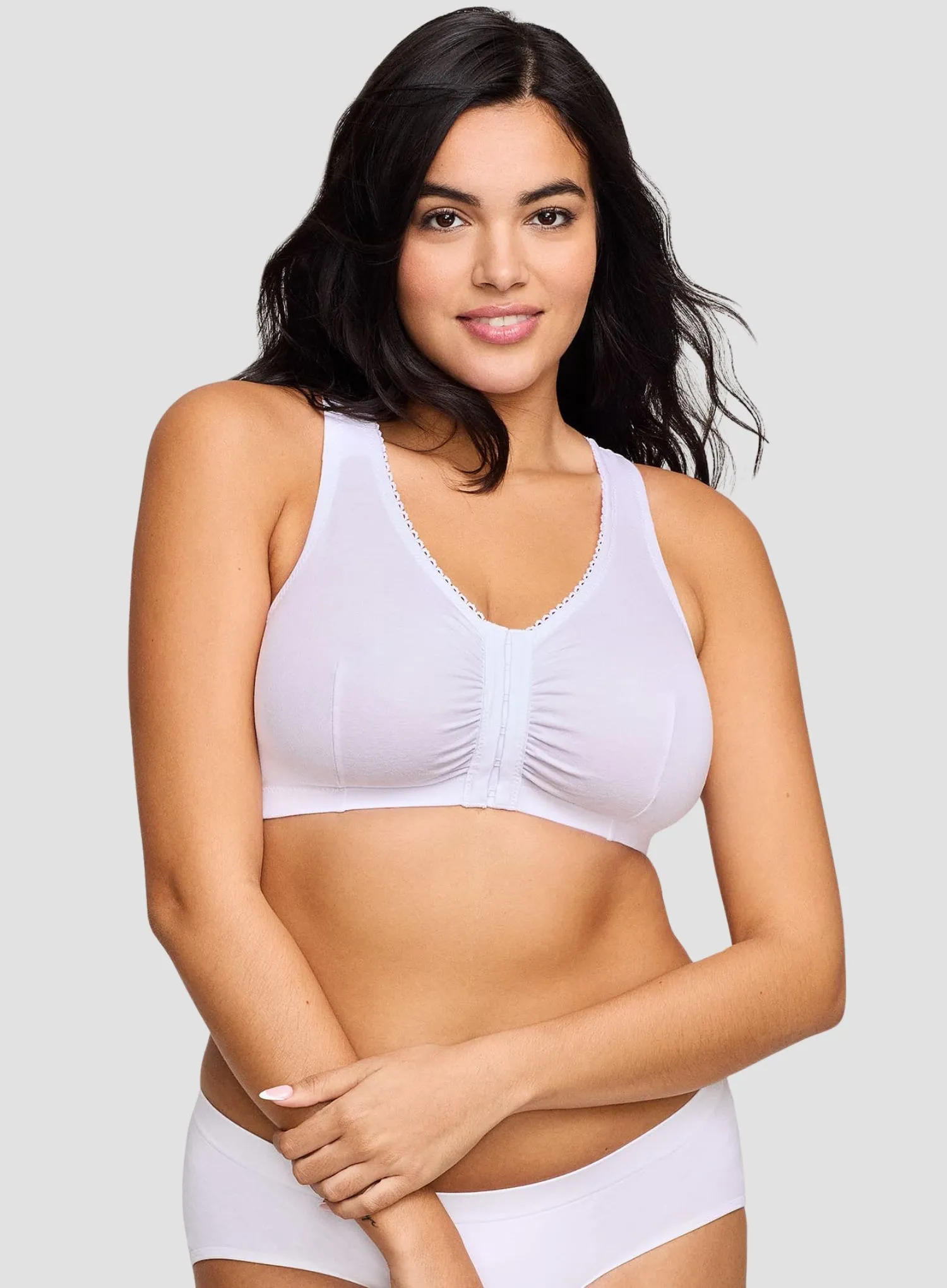 Glamorise: Off Duty Front Close T Back Comfort Sleep Bra White - Image 3