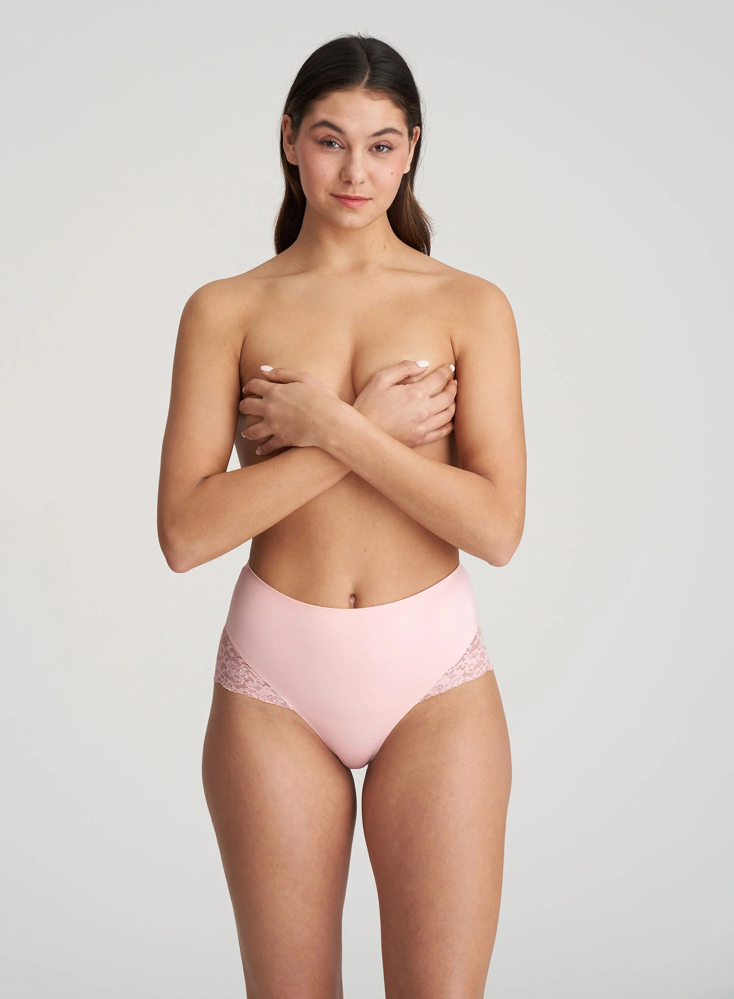 Marie Jo: Color Studio Lace High Waisted Brief Pearl Pink