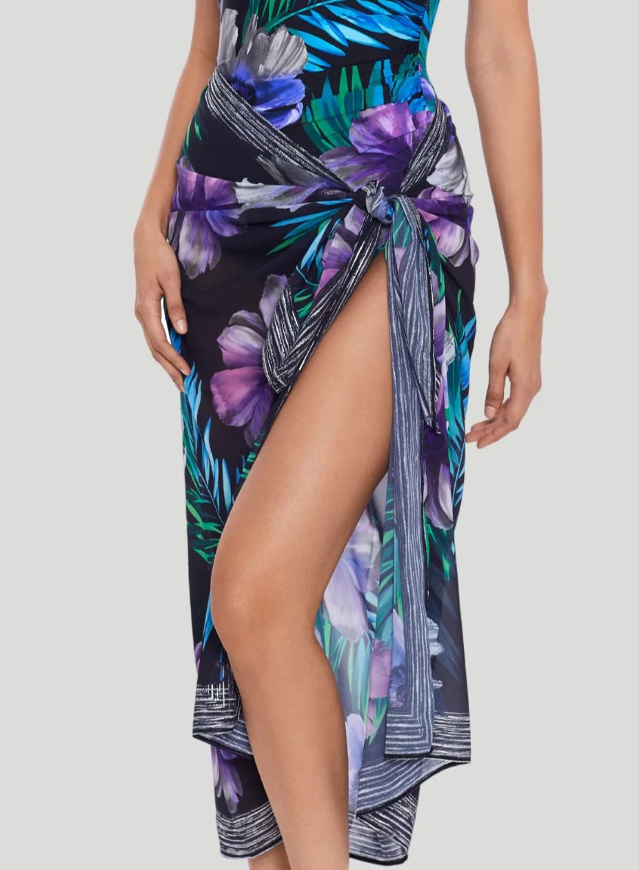 Miraclesuit Swimwear: Flora Aura Pareo Black Multi - Image 5