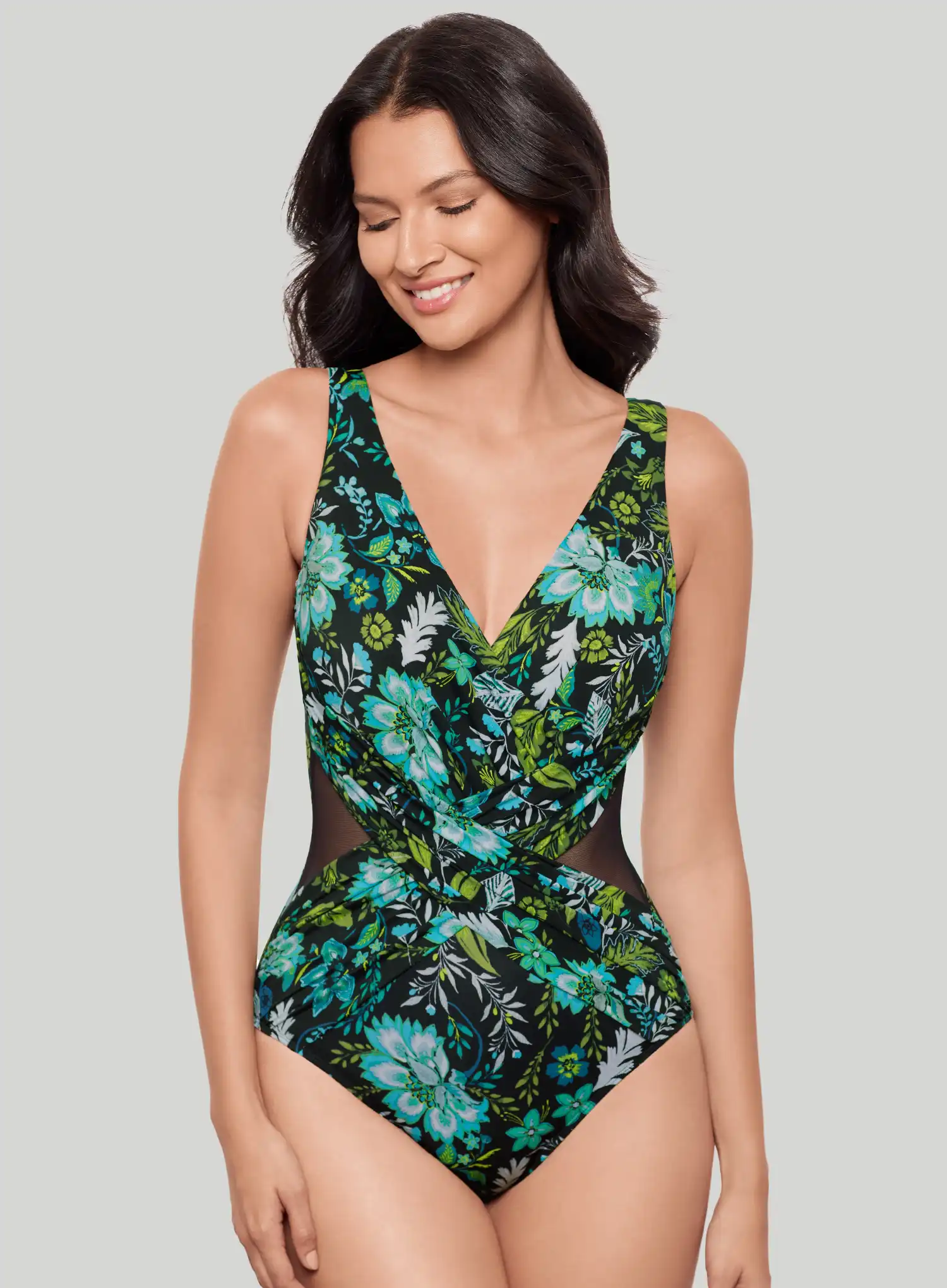 Miraclesuit Swimwear: Florica Crossover Soft Cup Shaping One Piece Black Multi - Image 2