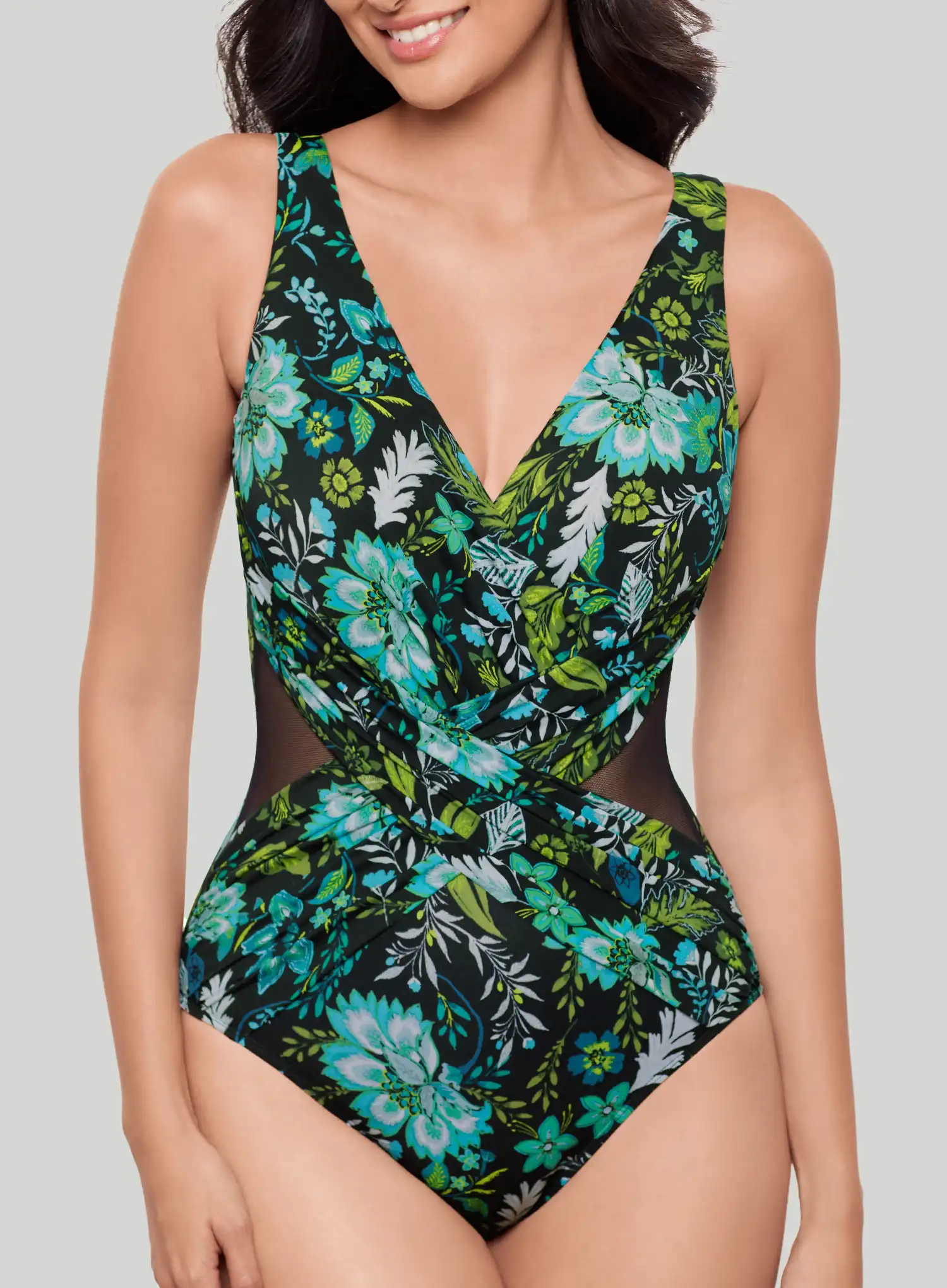 Miraclesuit Swimwear: Florica Crossover Soft Cup Shaping One Piece Black Multi - Image 4