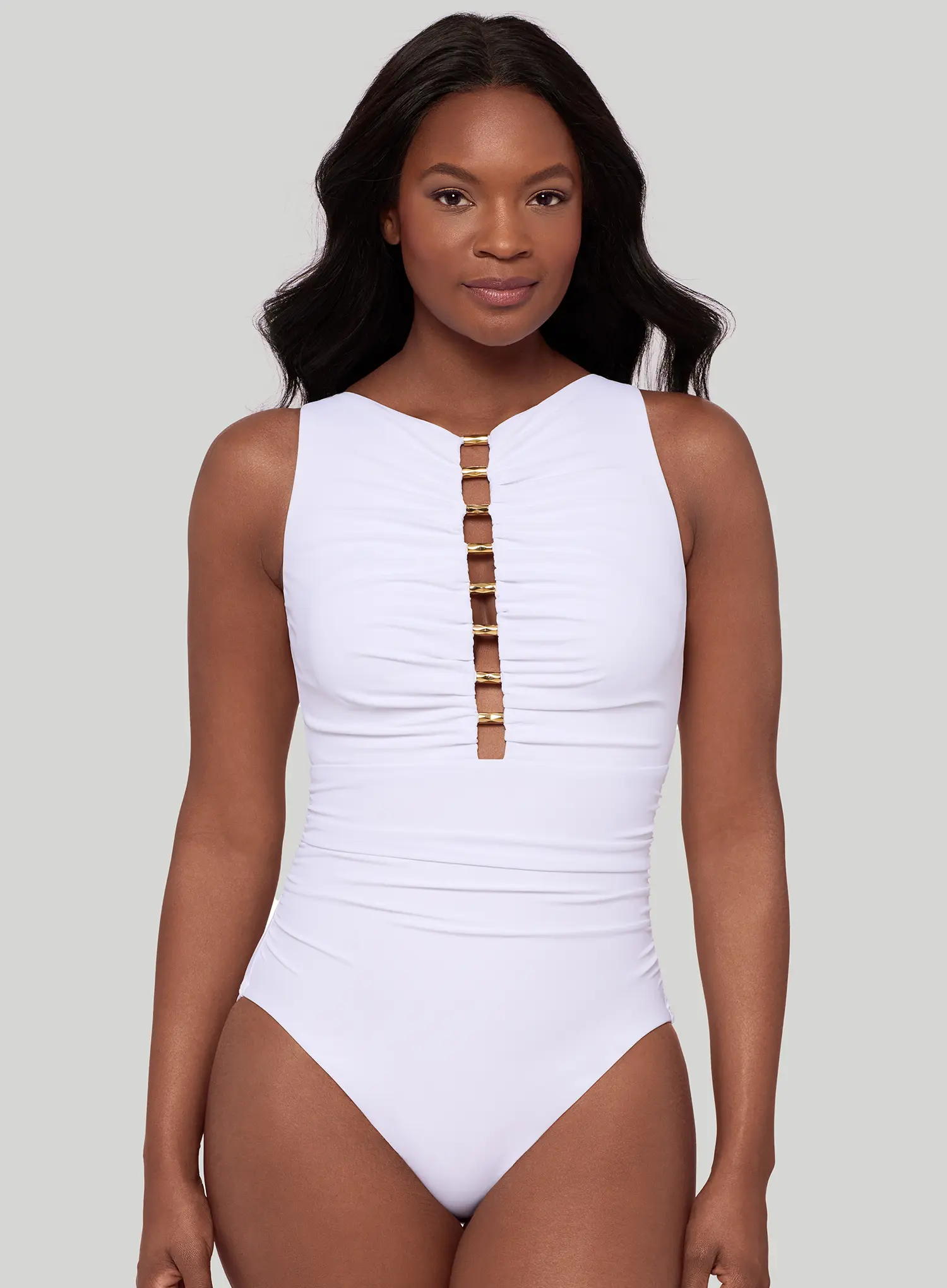 Miraclesuit Swimwear: Razzle Dazzle Swizzle Underwired Shaping One Piece White - Image 2
