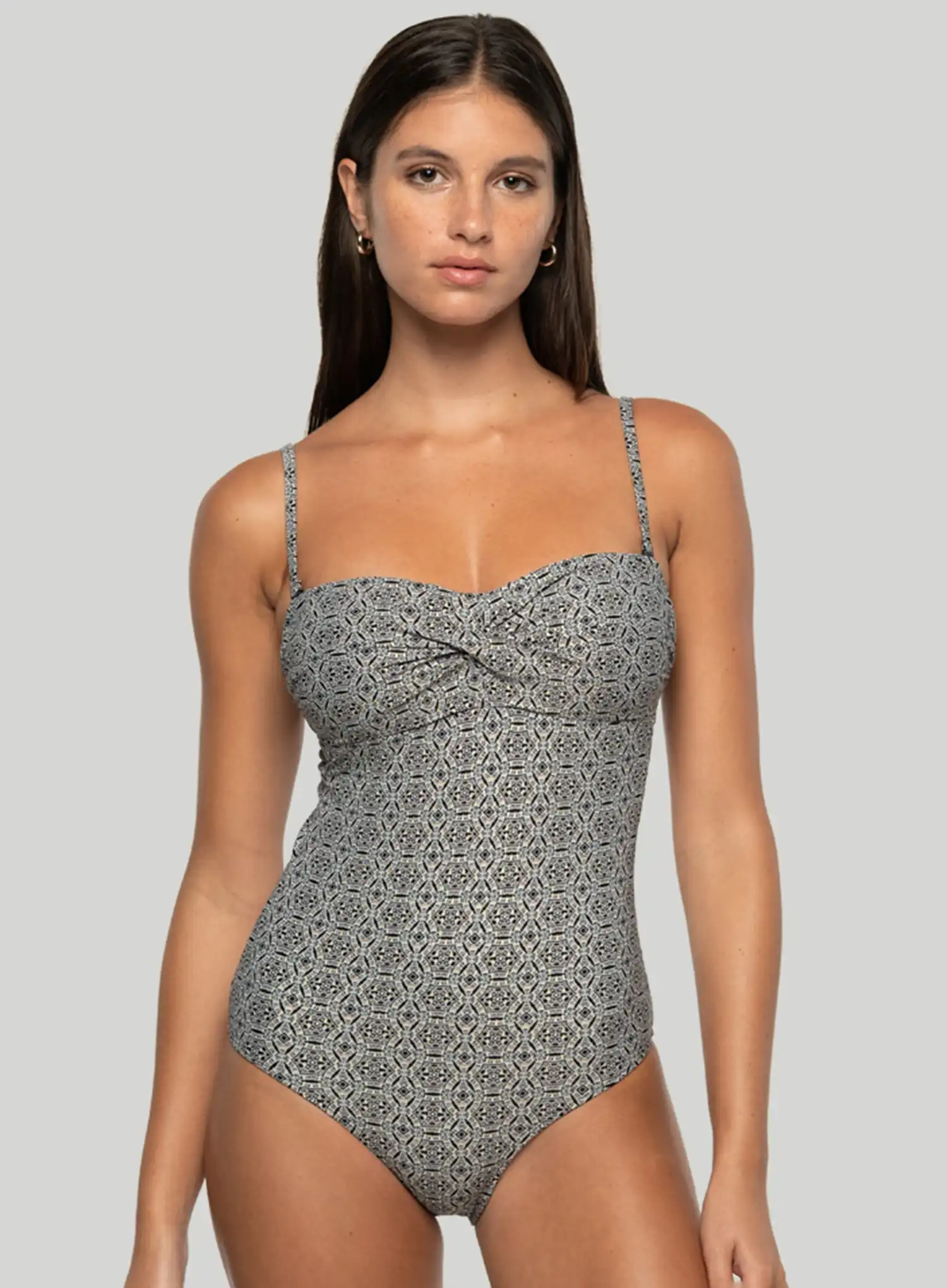 Nip Tuck Swim: Tintilating Tile Jacinta Multifit Bandeau One Piece Black - Image 2