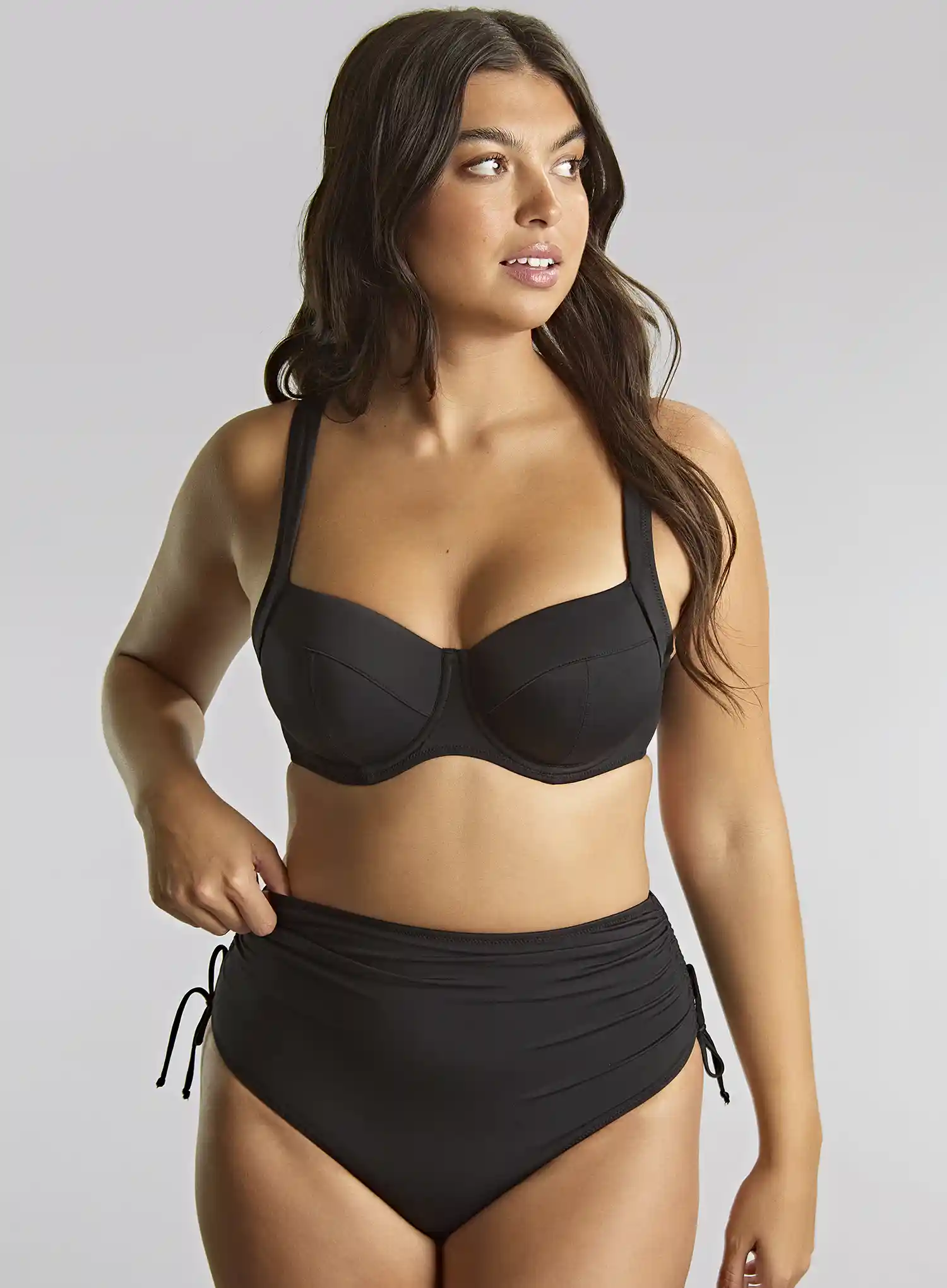 Panache: Signature Midi Gathered Bikini Brief Black
