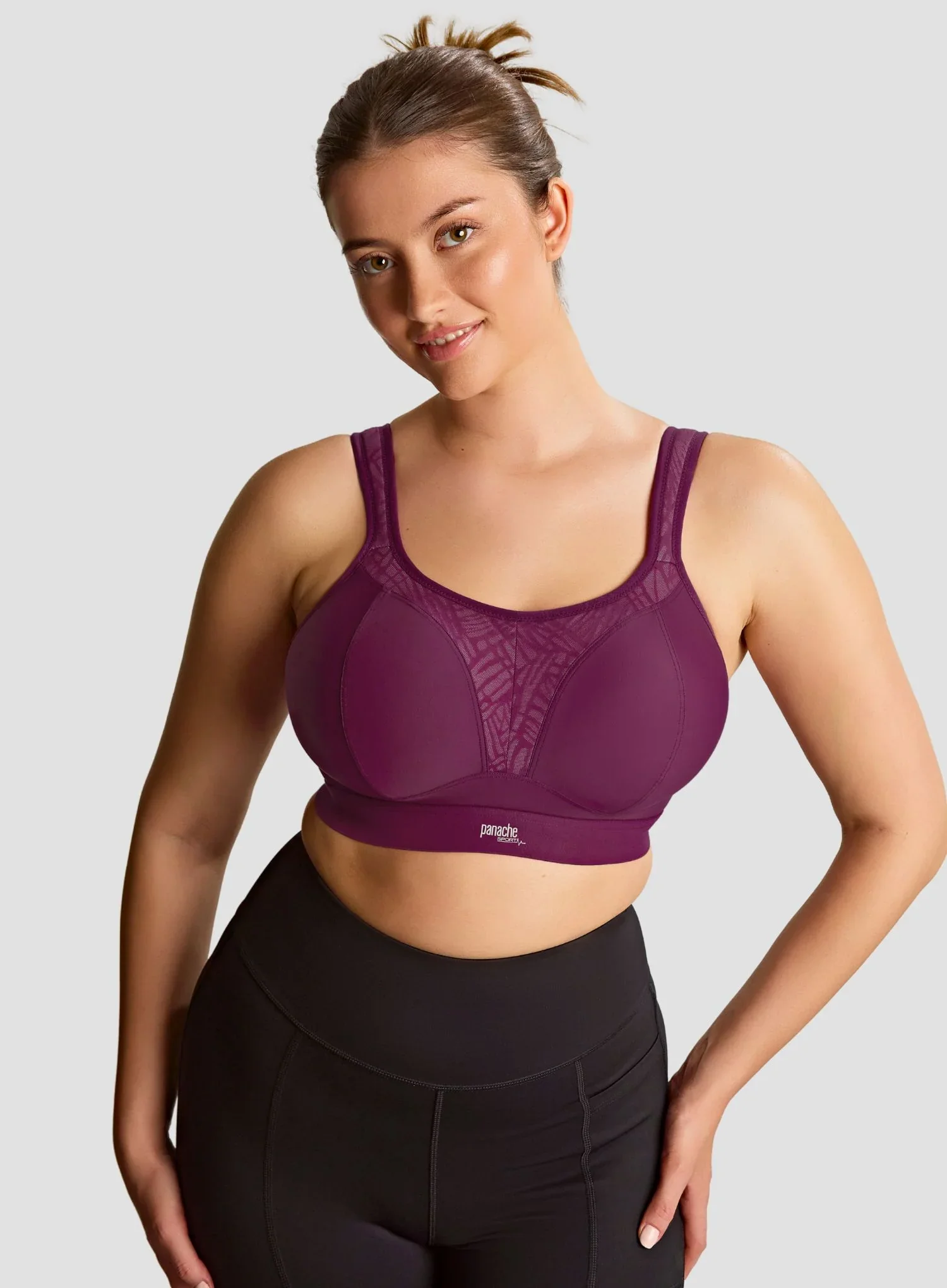 Panache Sport: Boundless Moulded Non Wired Sports Bra Berry Chalk - Image 2