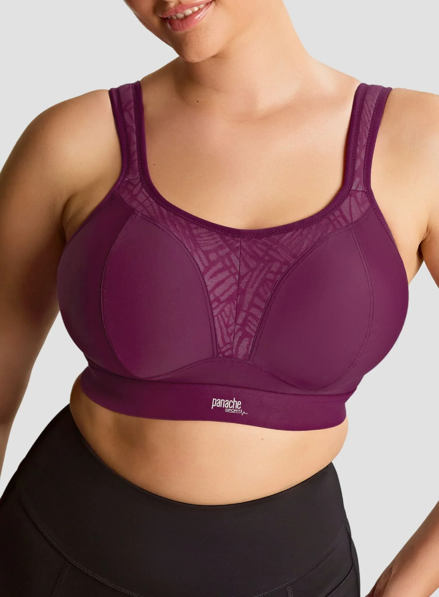 Panache Sport: Boundless Moulded Non Wired Sports Bra Berry Chalk - Image 5