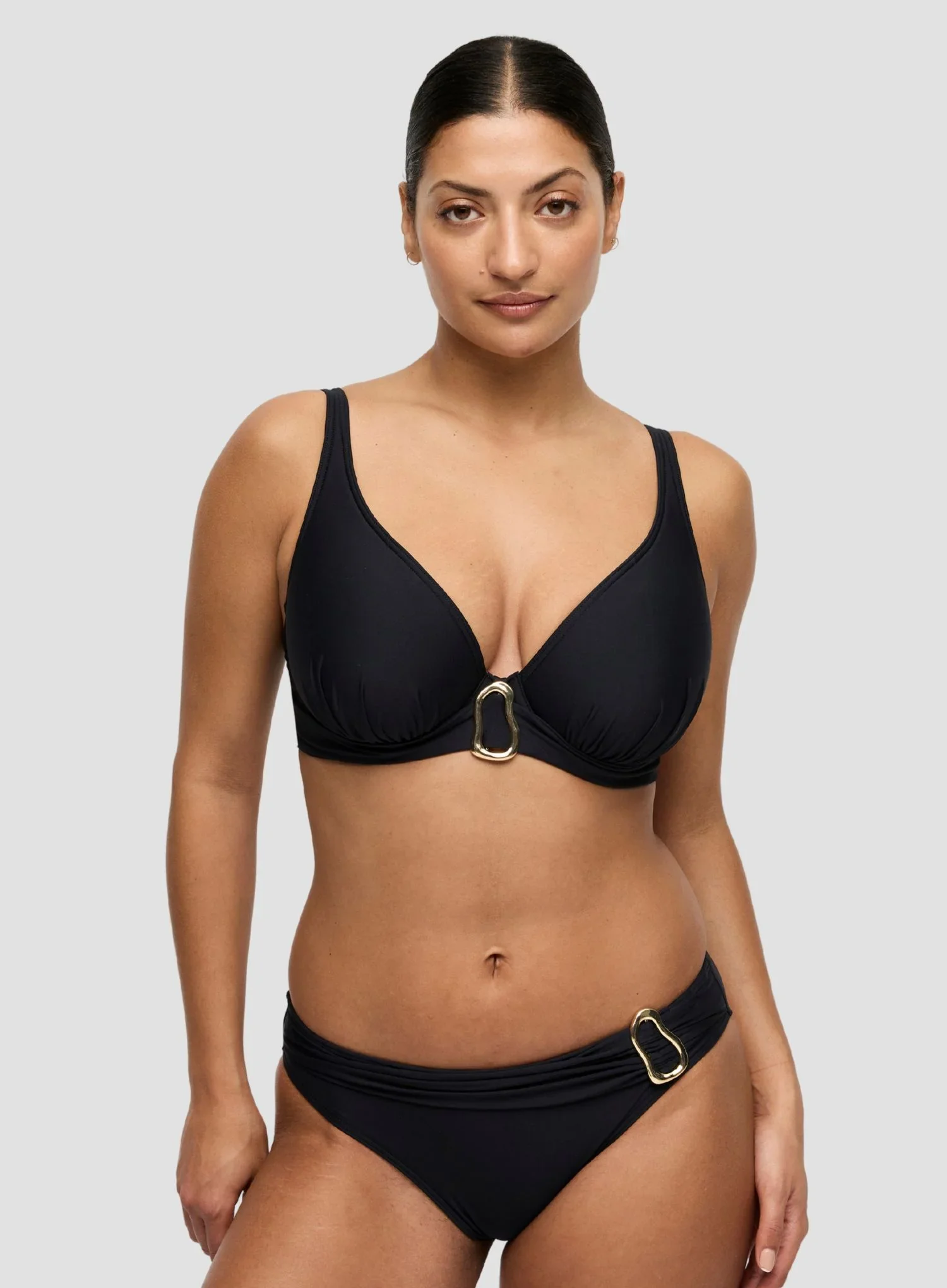 Primadonna Swim: Uvita Padded Plunge Bikini Top Black - Image 2