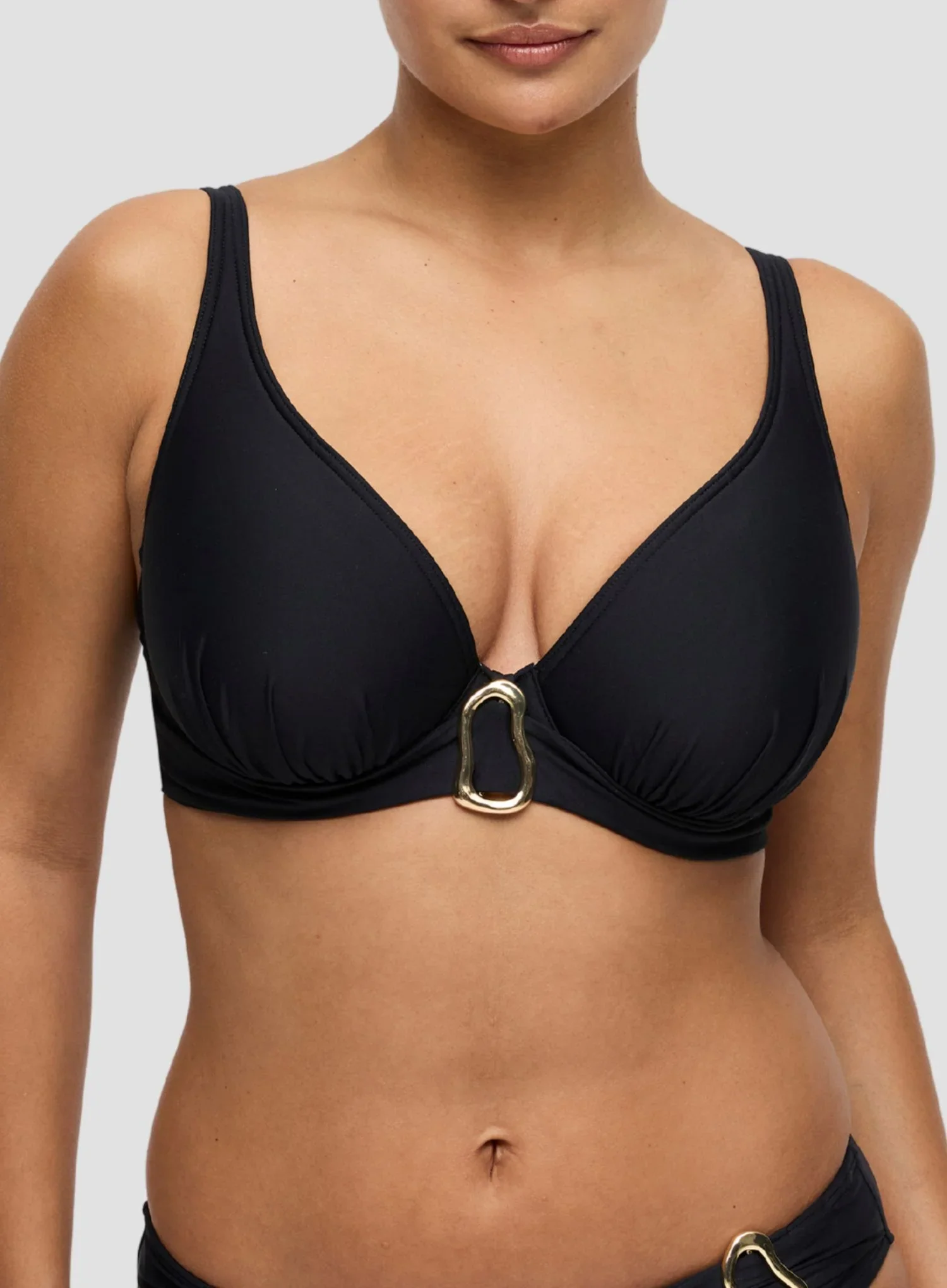 Primadonna Swim: Uvita Padded Plunge Bikini Top Black - Image 5