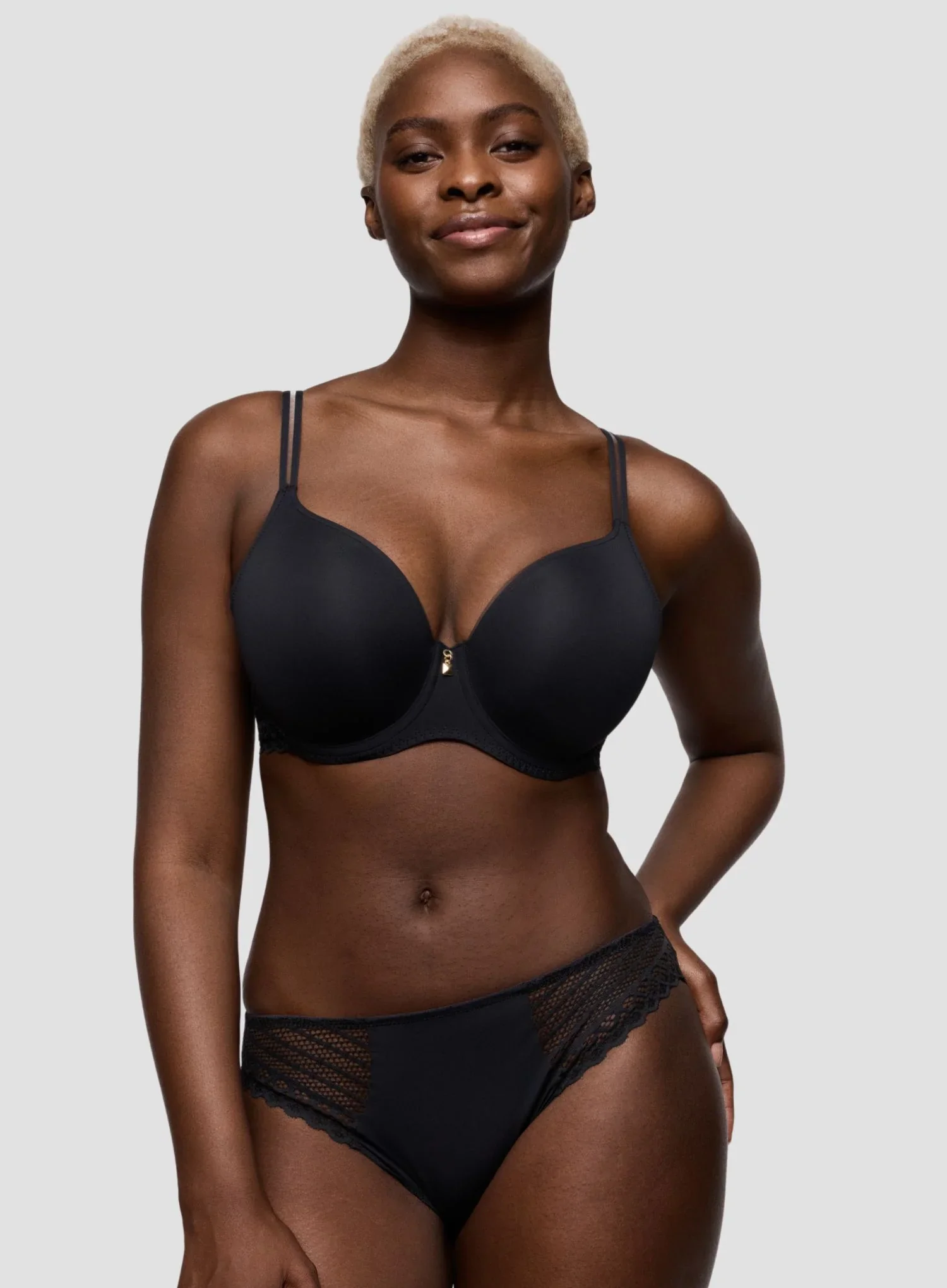 Primadonna Twist: Twist Side Padded Heart Shape Bra Charcoal - Image 2