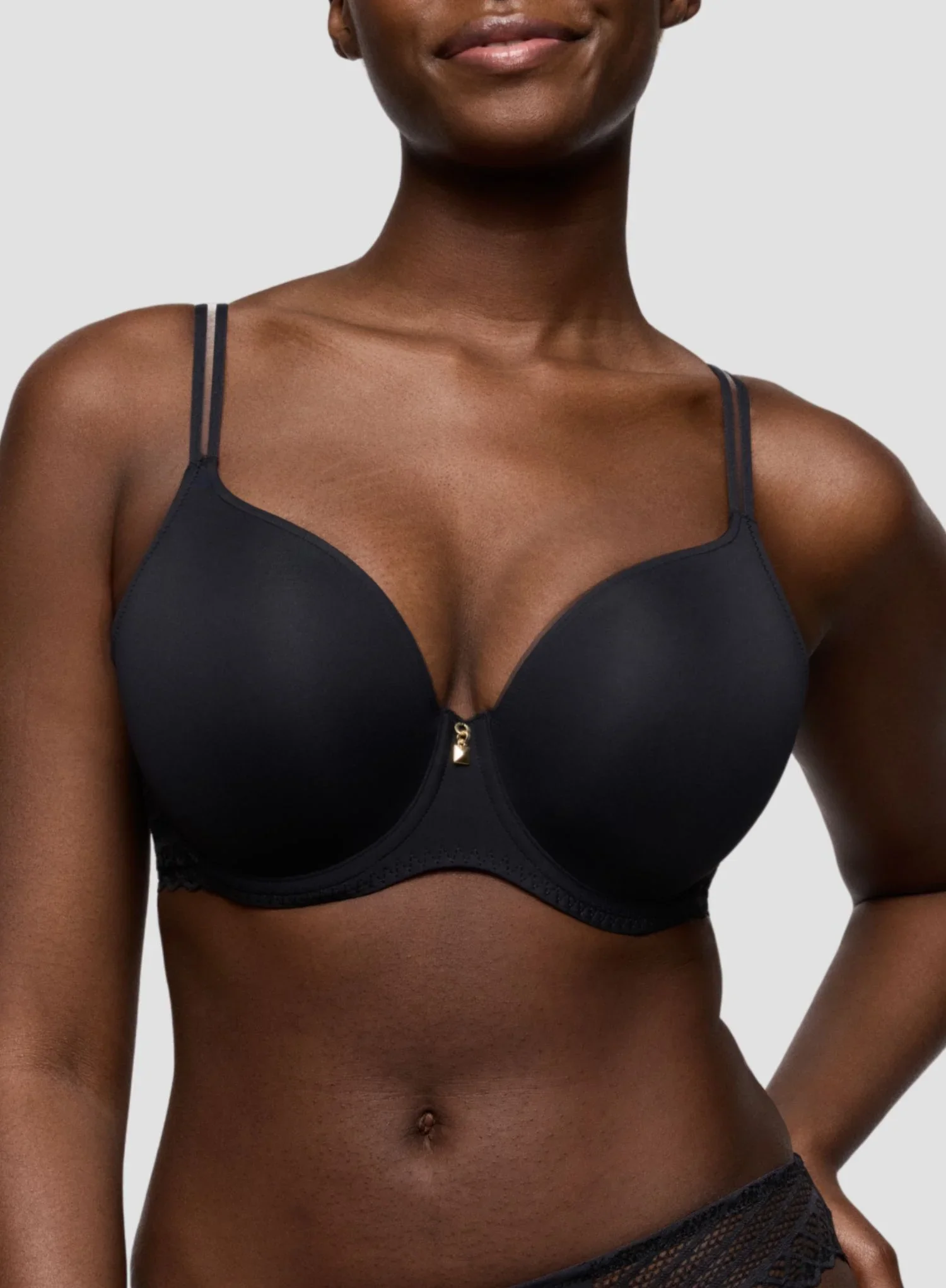 Primadonna Twist: Twist Side Padded Heart Shape Bra Charcoal - Image 5