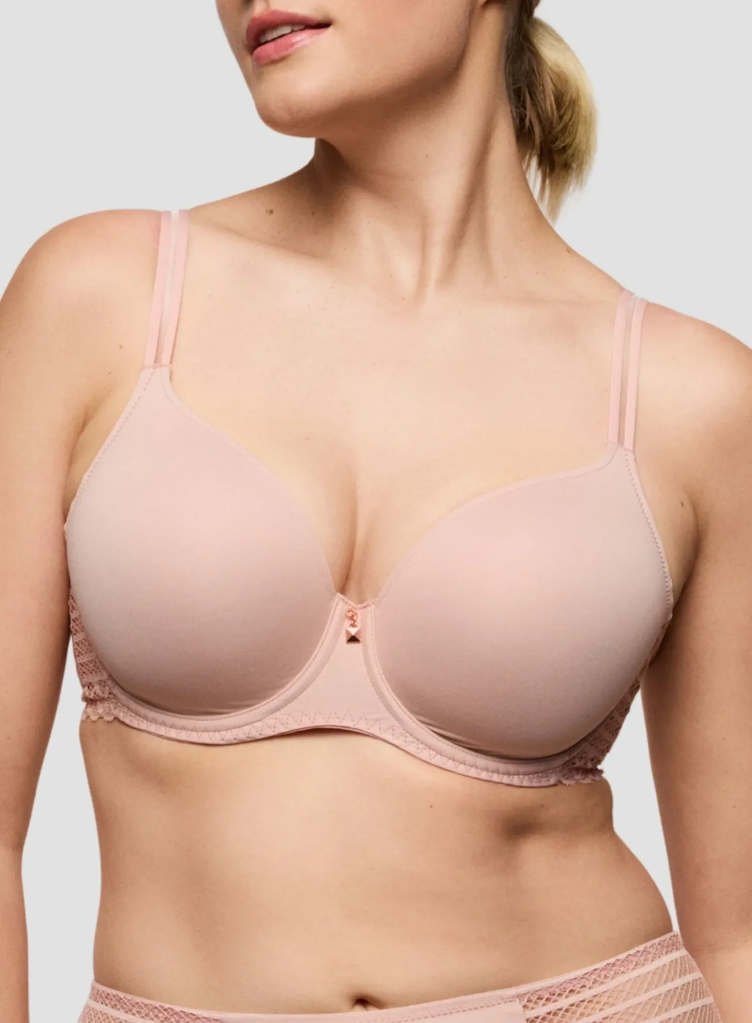 Primadonna Twist: Twist Side Padded Heart Shape Bra Powder Rose - Image 5