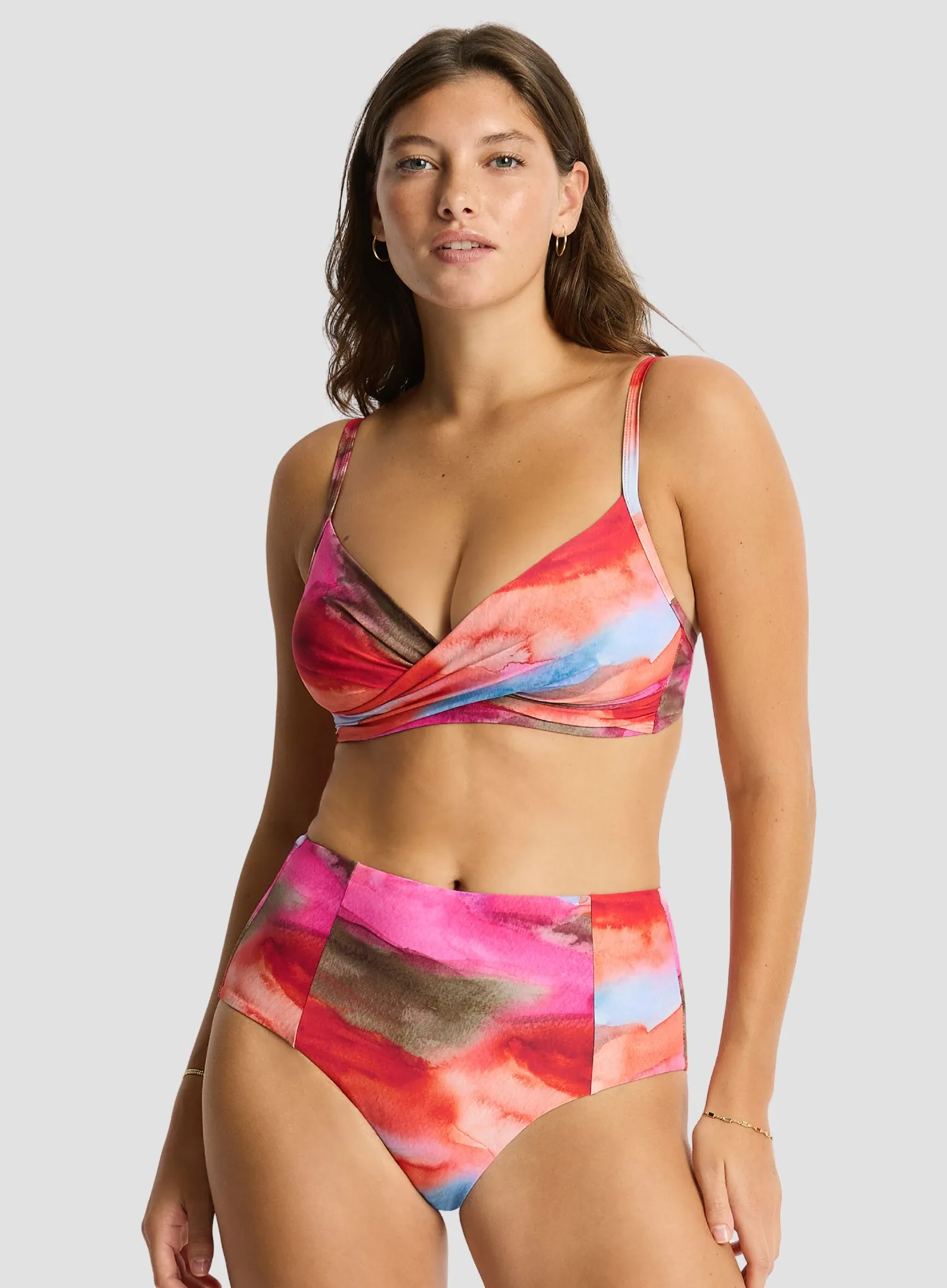 Sea Level: Cabo Cross Front Multifit Bra Top Pink