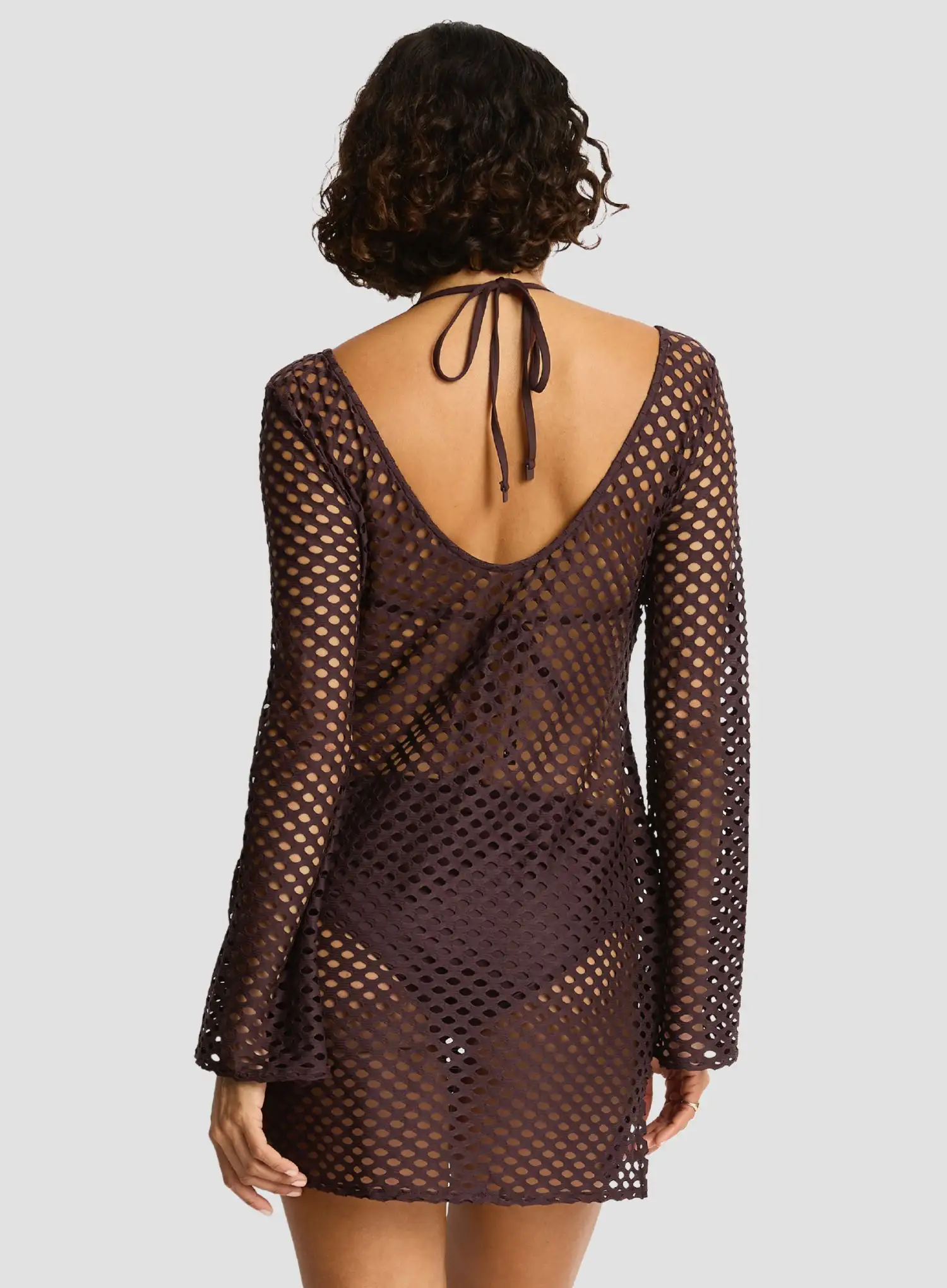 Sea Level: Castaway Mesh Cover Up Cocoa - Image 2