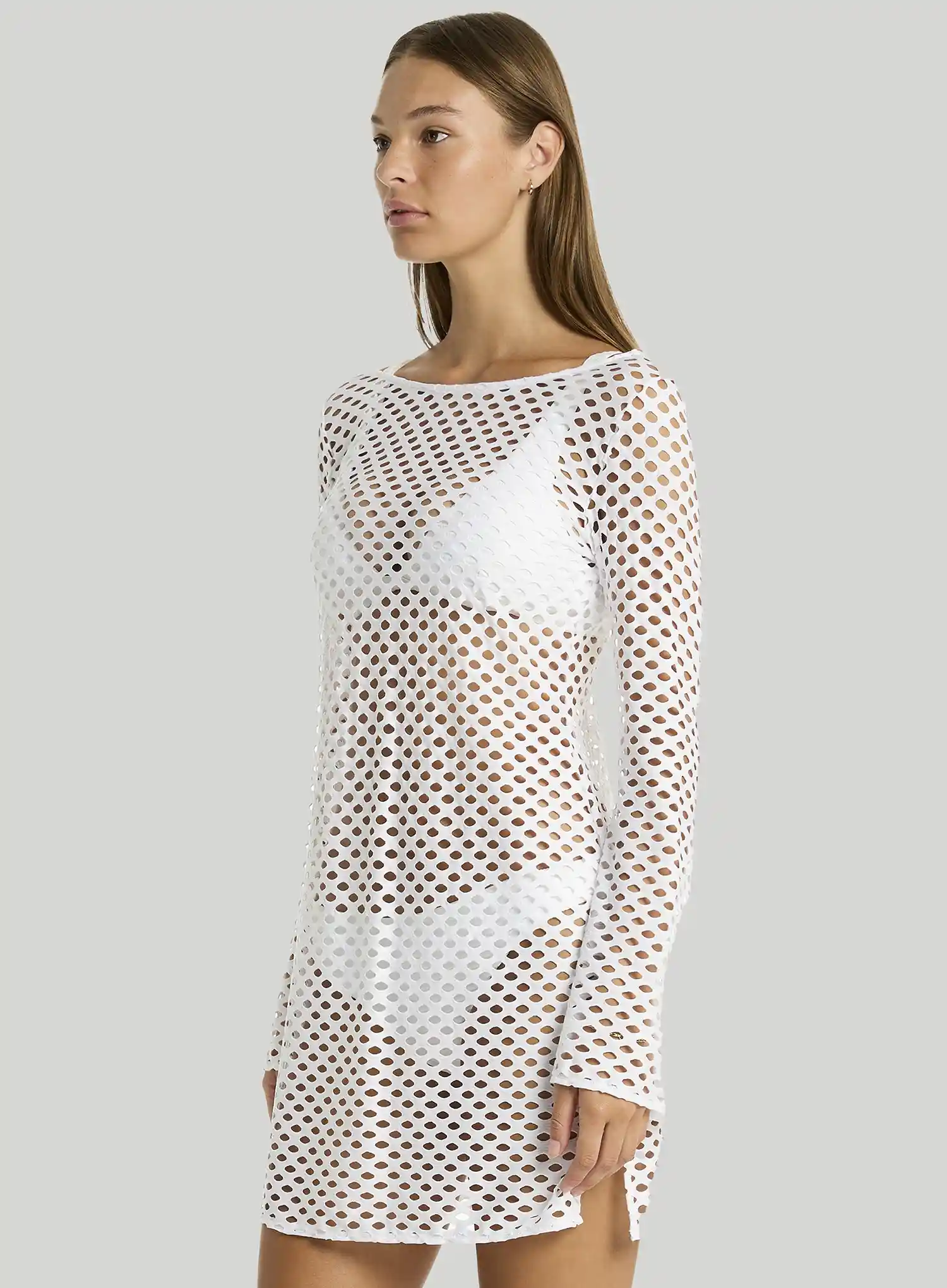 Sea Level: Castaway Mesh Cover Up White - Image 3