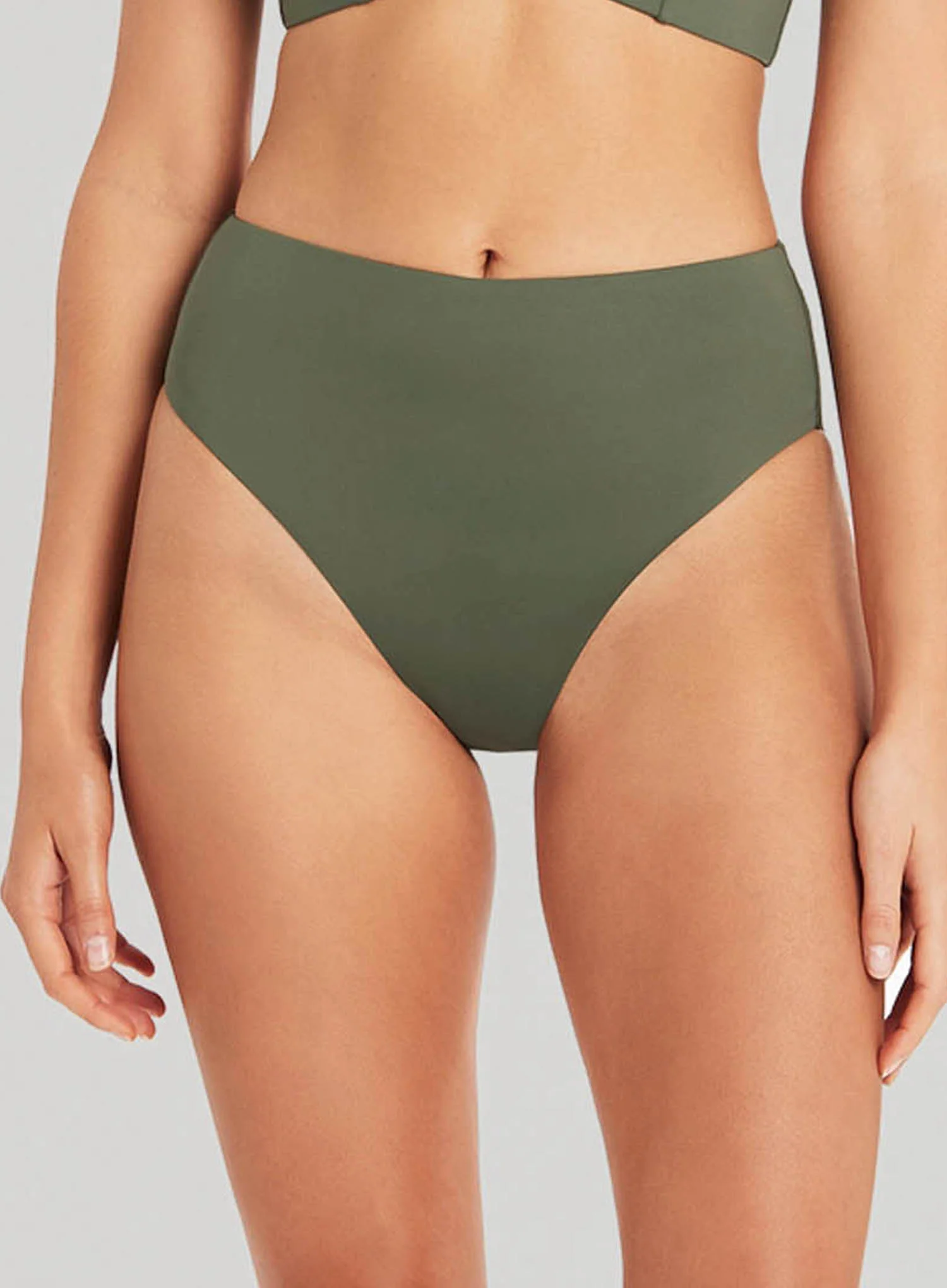 Sea Level: Eco Essentials Retro High Waist Bikini Pant Khaki - Image 4