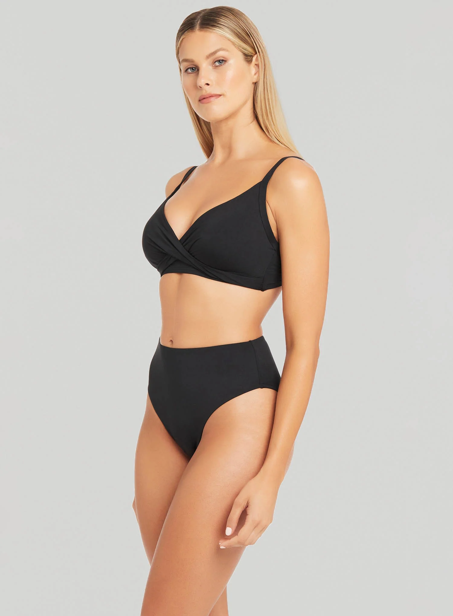Sea Level: Eco Essentials Twist Front DD E Cup Bikini Top Black - Image 2