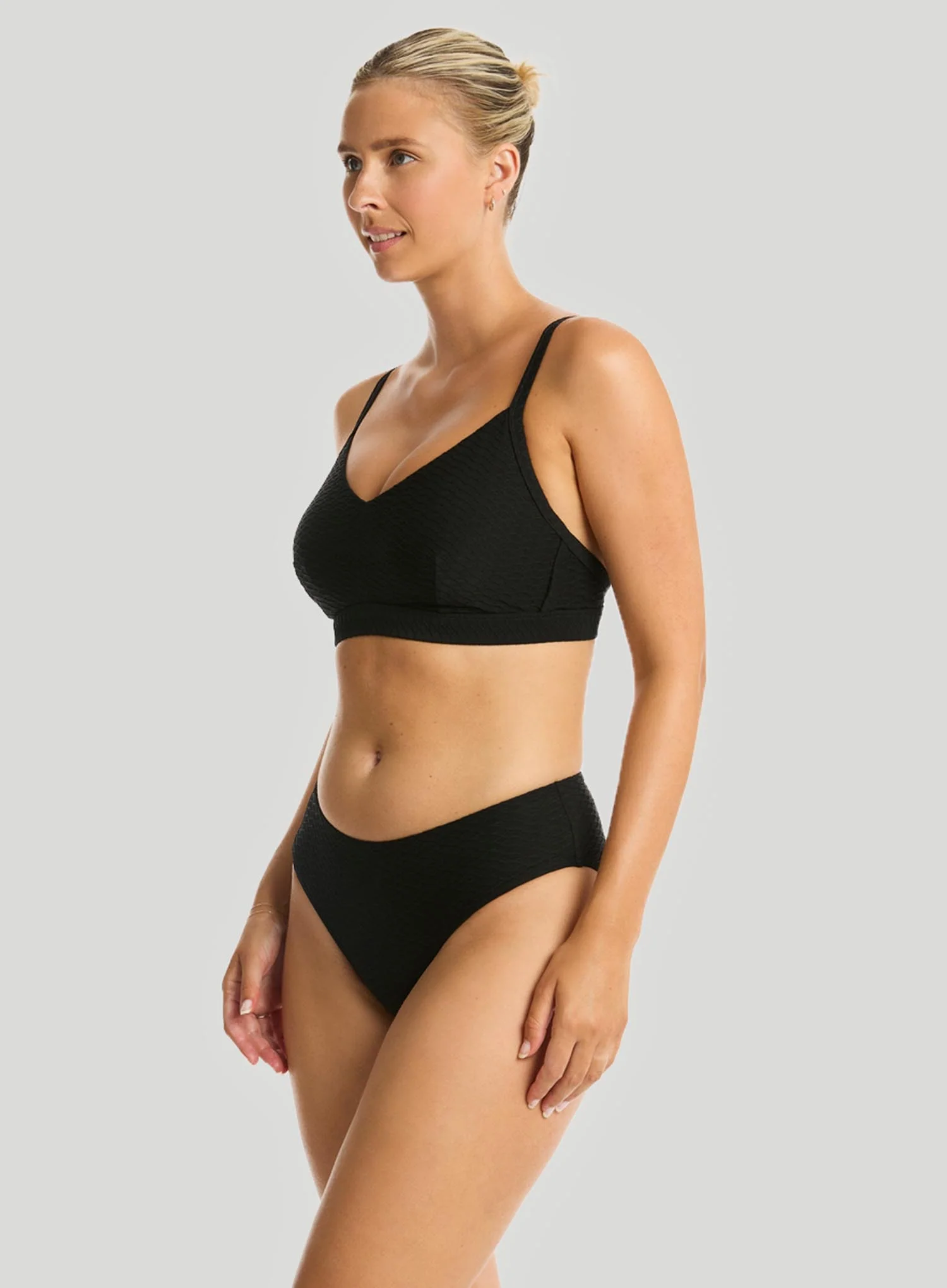 Sea Level: Honeycomb DD E Cup Bralette Bikini Top Black - Image 2