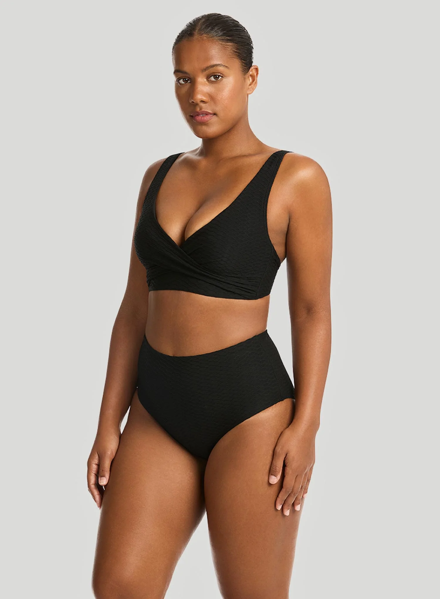 Sea Level: Honeycomb High Waist Bikini Pant Black - Image 2
