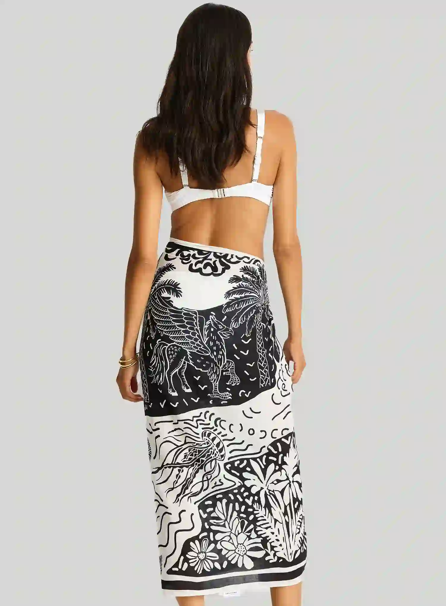 Sea Level: Jungle Lino Long Sarong Black - Image 2