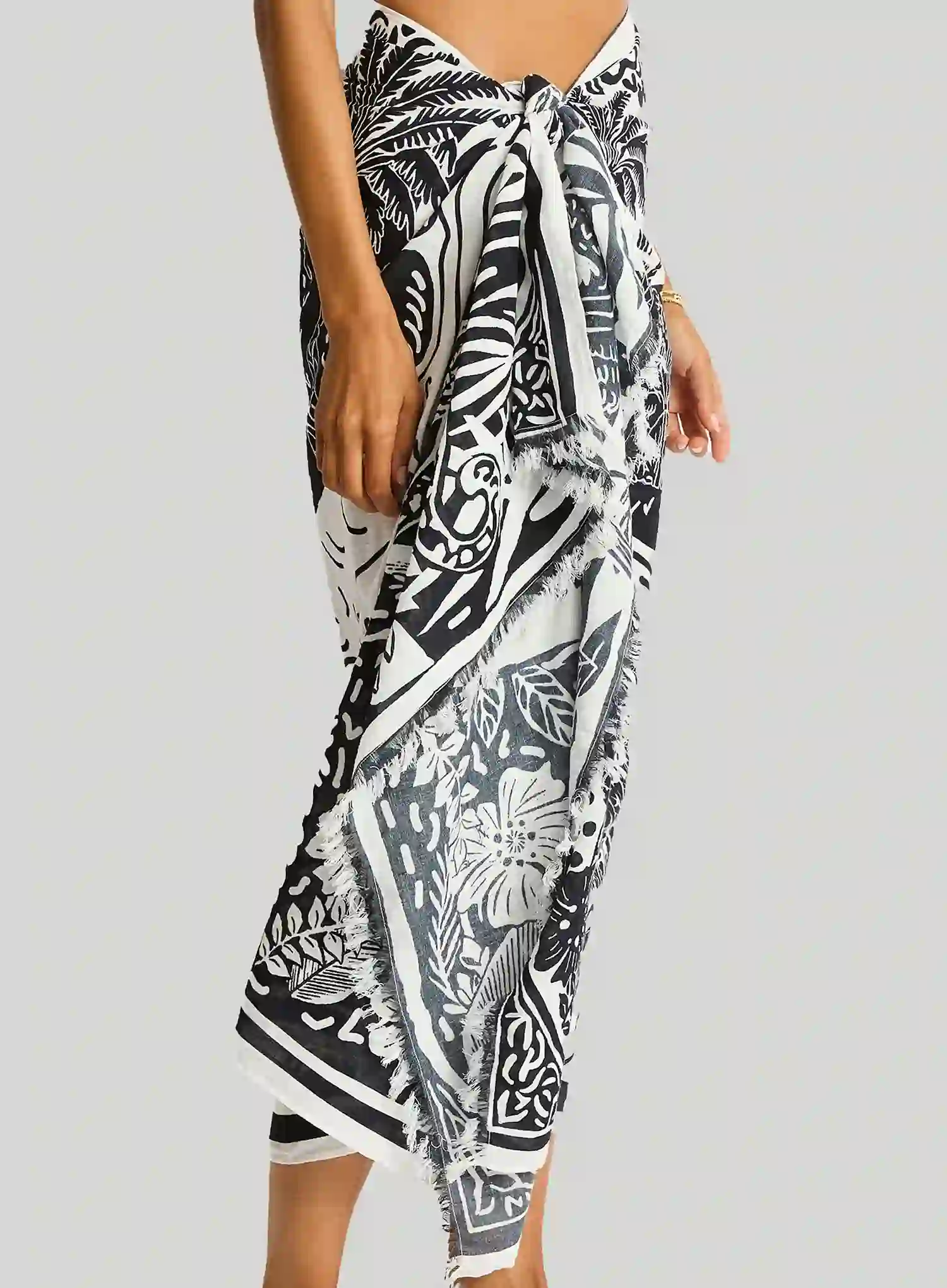 Sea Level: Jungle Lino Long Sarong Black - Image 3