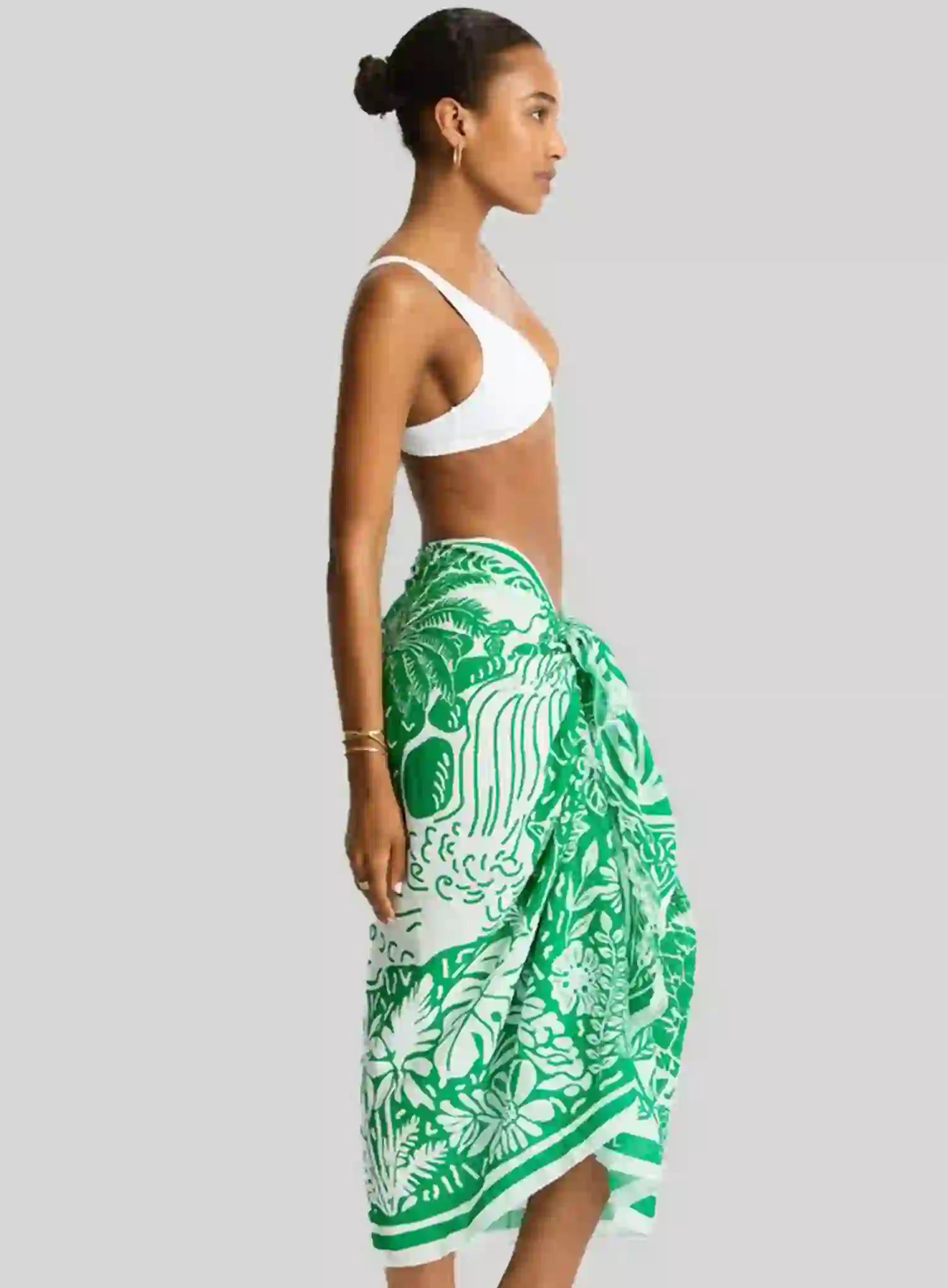 Sea Level: Jungle Lino Long Sarong Green - Image 3